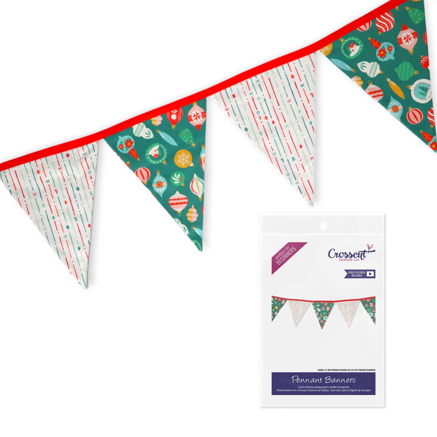 Crosscut Sewing Co. Monthly Pennant Banner DIY Sewing Kit - Sewing Project Kit for Beginners