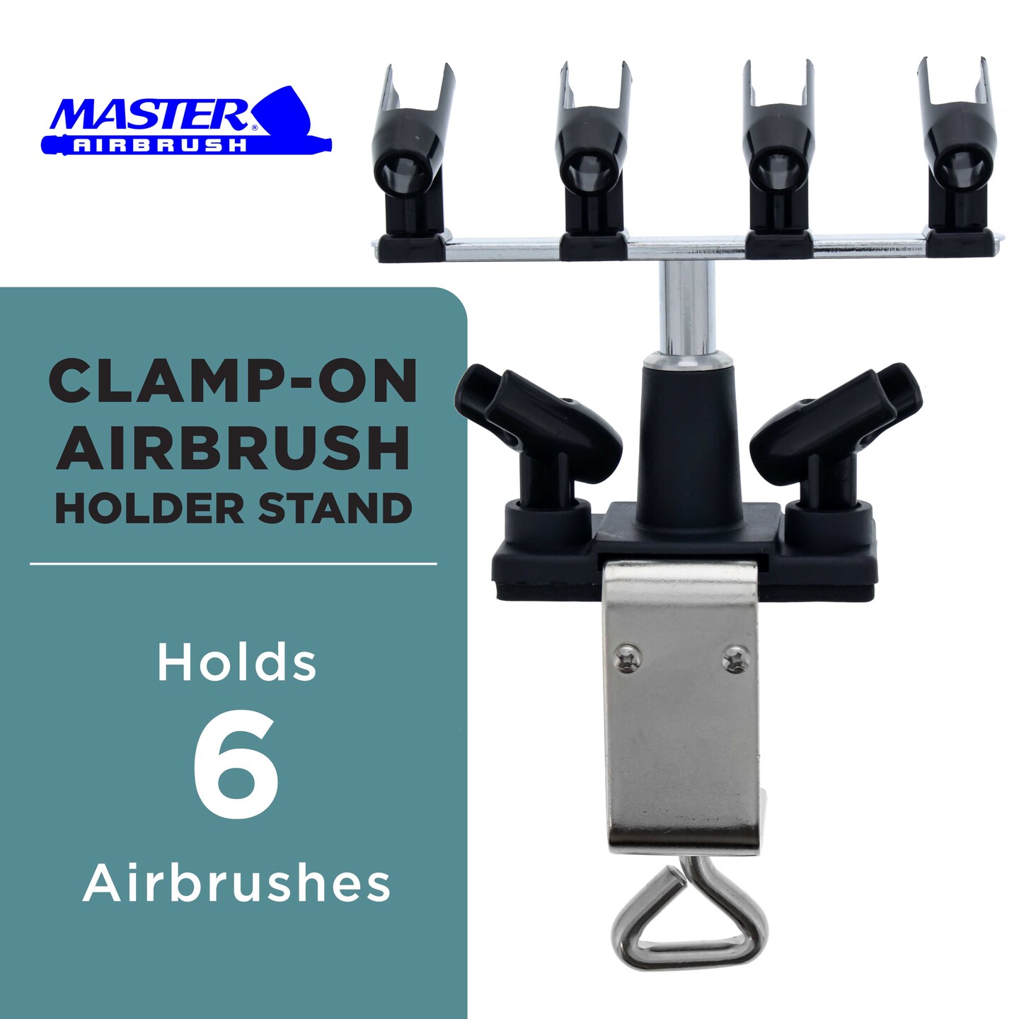 Universal Clamp-On 6-Airbrush Holder - Airbrush Accessories &#x26; Supplies for Garage or Workspace
