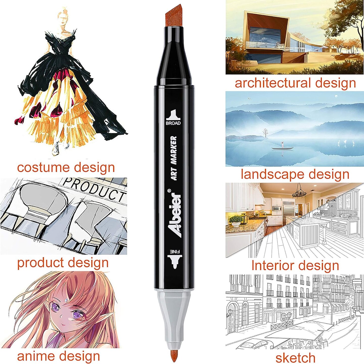 80-Color Dual-Tip Alcohol Markers Set – Includes Blender Pen for Sketching, Coloring & Illustration