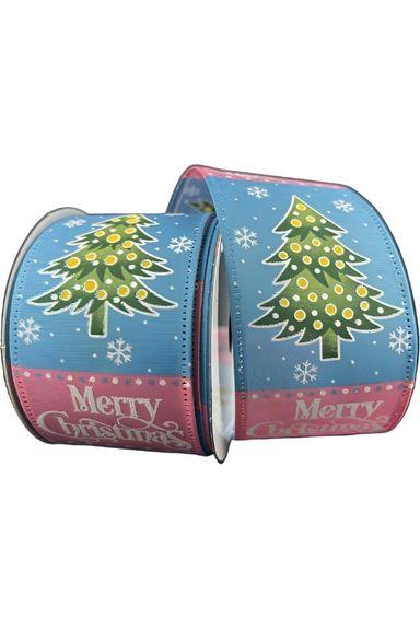 2.5&#x22; Whimsy Merry Christmas Ribbon: Pink &#x26; Blue