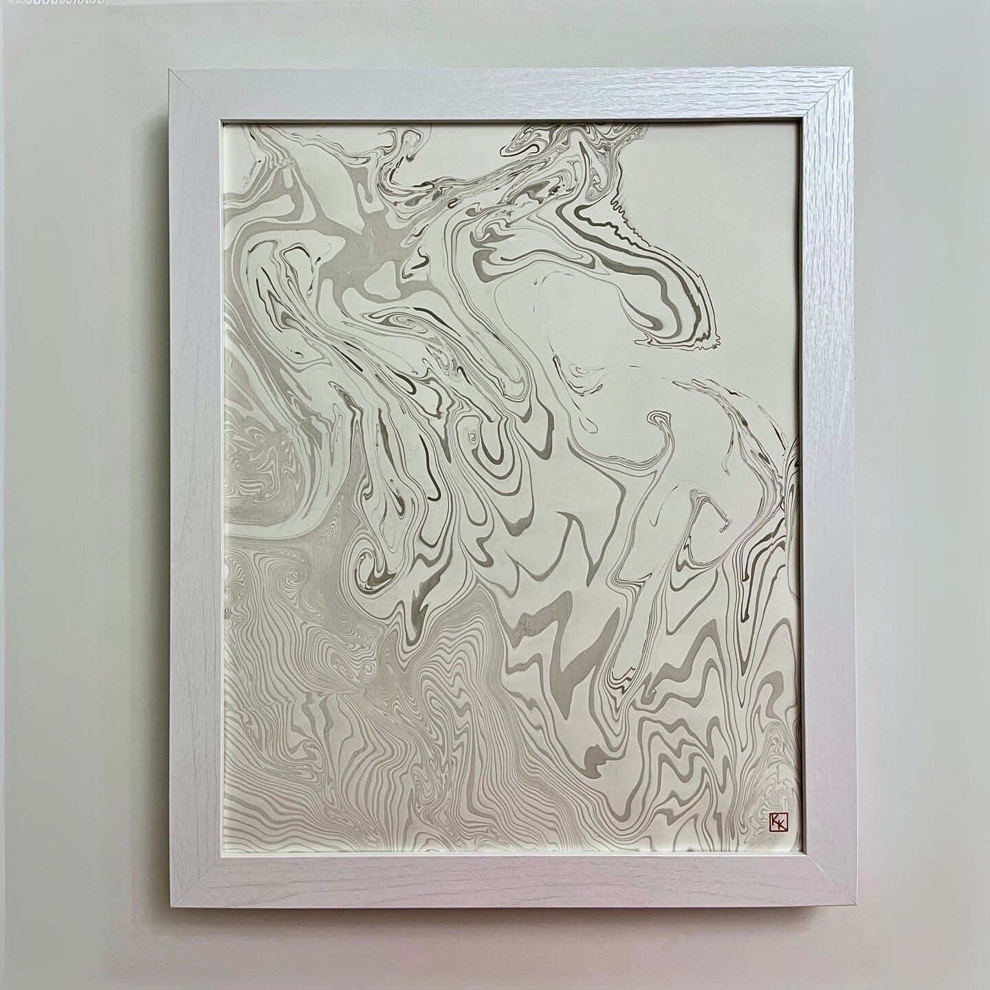 Unique art ORIGINAL, Japanese Wave, Black White painting for