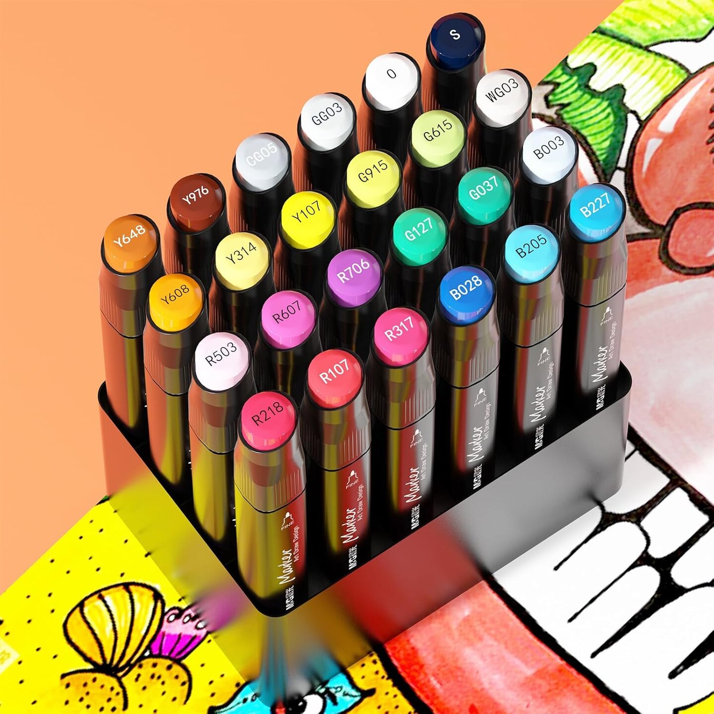 24-Color Dual-Tip Alcohol Marker Set – Art Supplies & Holiday Gift for Artists