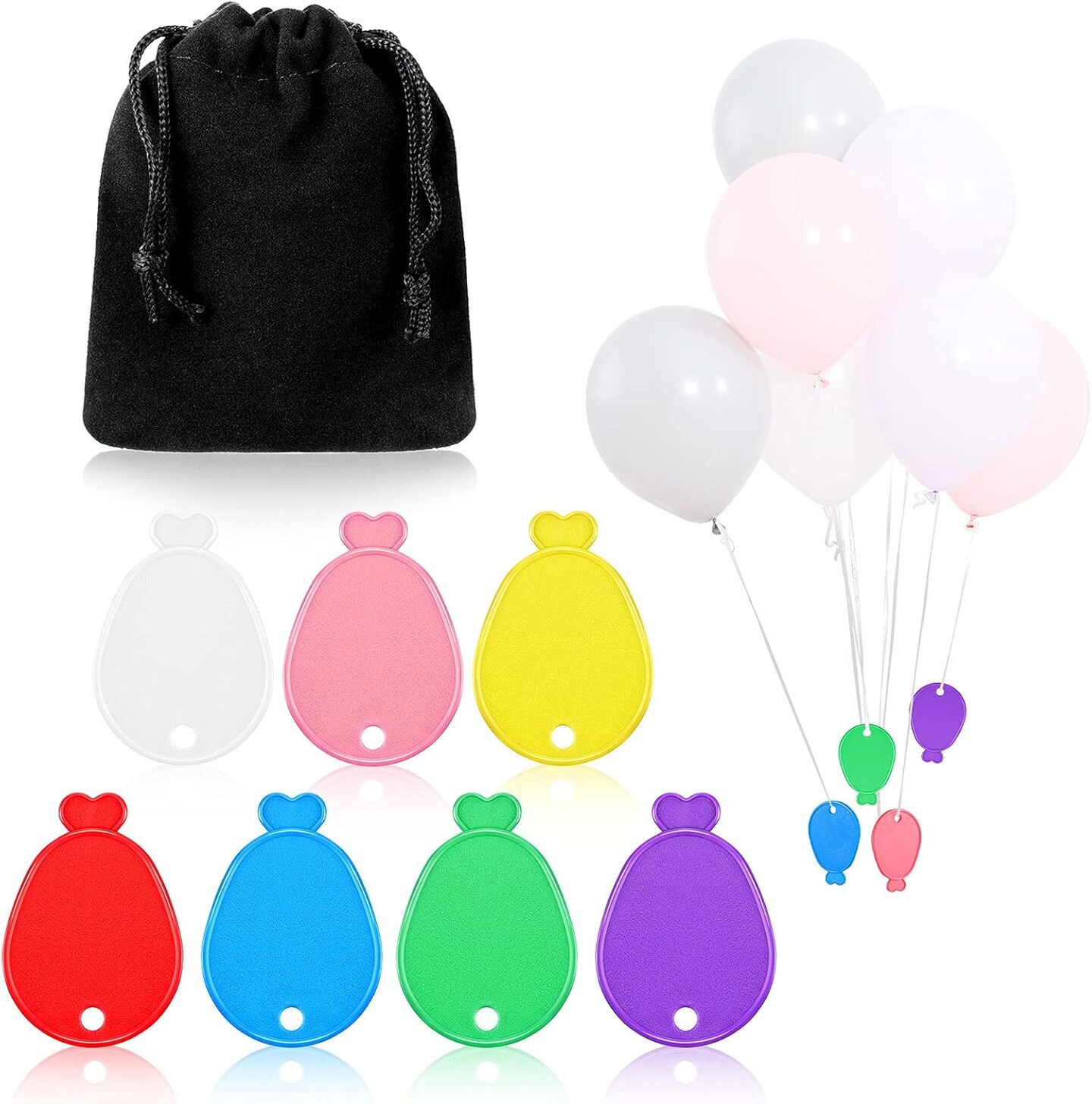 Aoriher Colorful Plastic Balloon Weights Balloon Shaped Weights for Party Celebration Decoration Supplies, White Purple Red Green Yellow Blue Pink (36 Pcs)