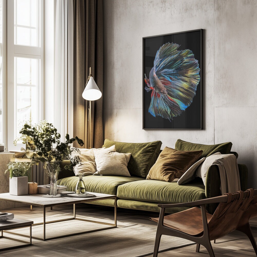 The  Betta Fish - Andi Halil 24x36 Black Framed Art | Home or Office Art