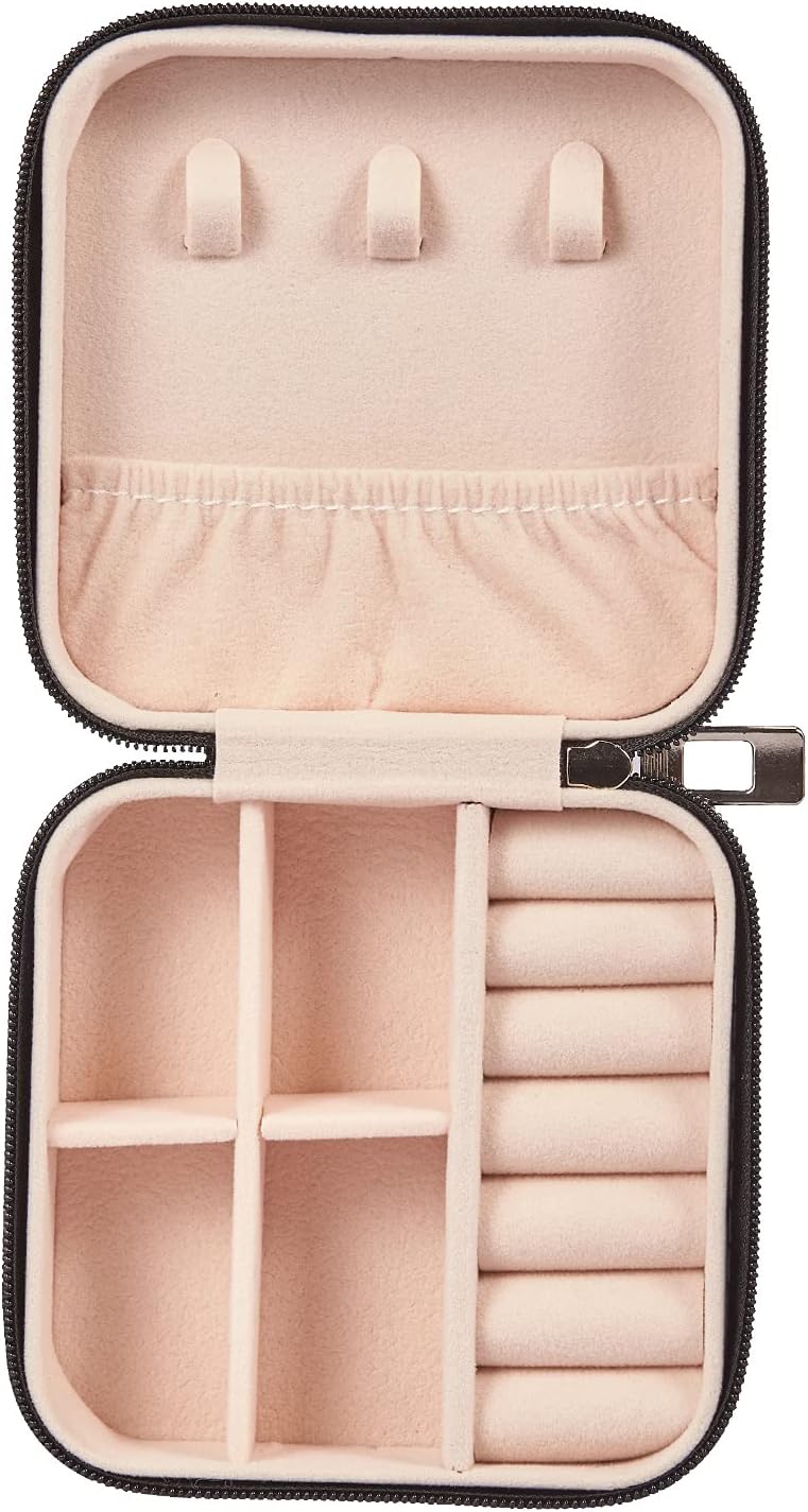 Leather Small Jewelry Box, Travel Portable Jewelry Case for Ring, Pendant, Earring, Necklace, Bracelet Organizer Storage Holder Boxes