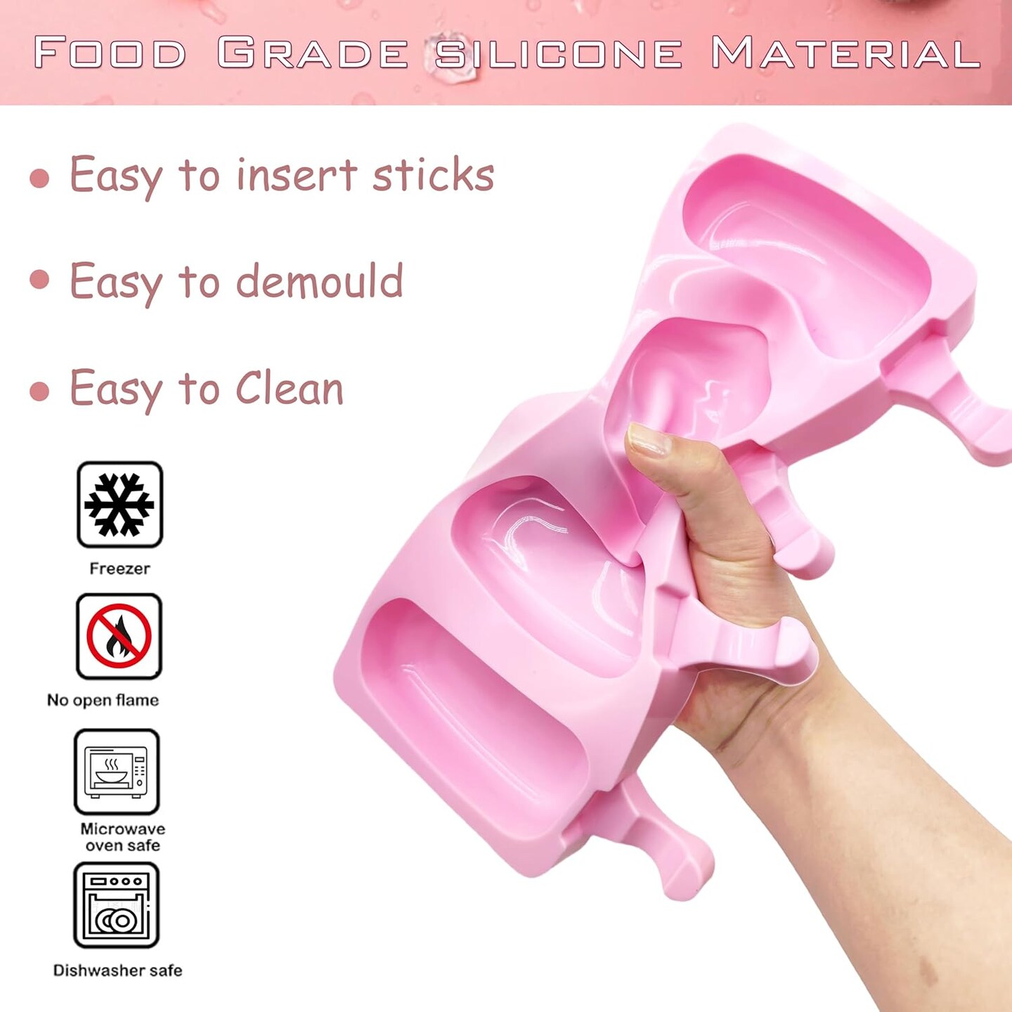 Cakesicle Molds Silicone, Cake Pop Molds Shapes, 2 Pack Silicone Popsicle Molds With 50 Sticks & 50 Bags for DIY Ice Popsicle