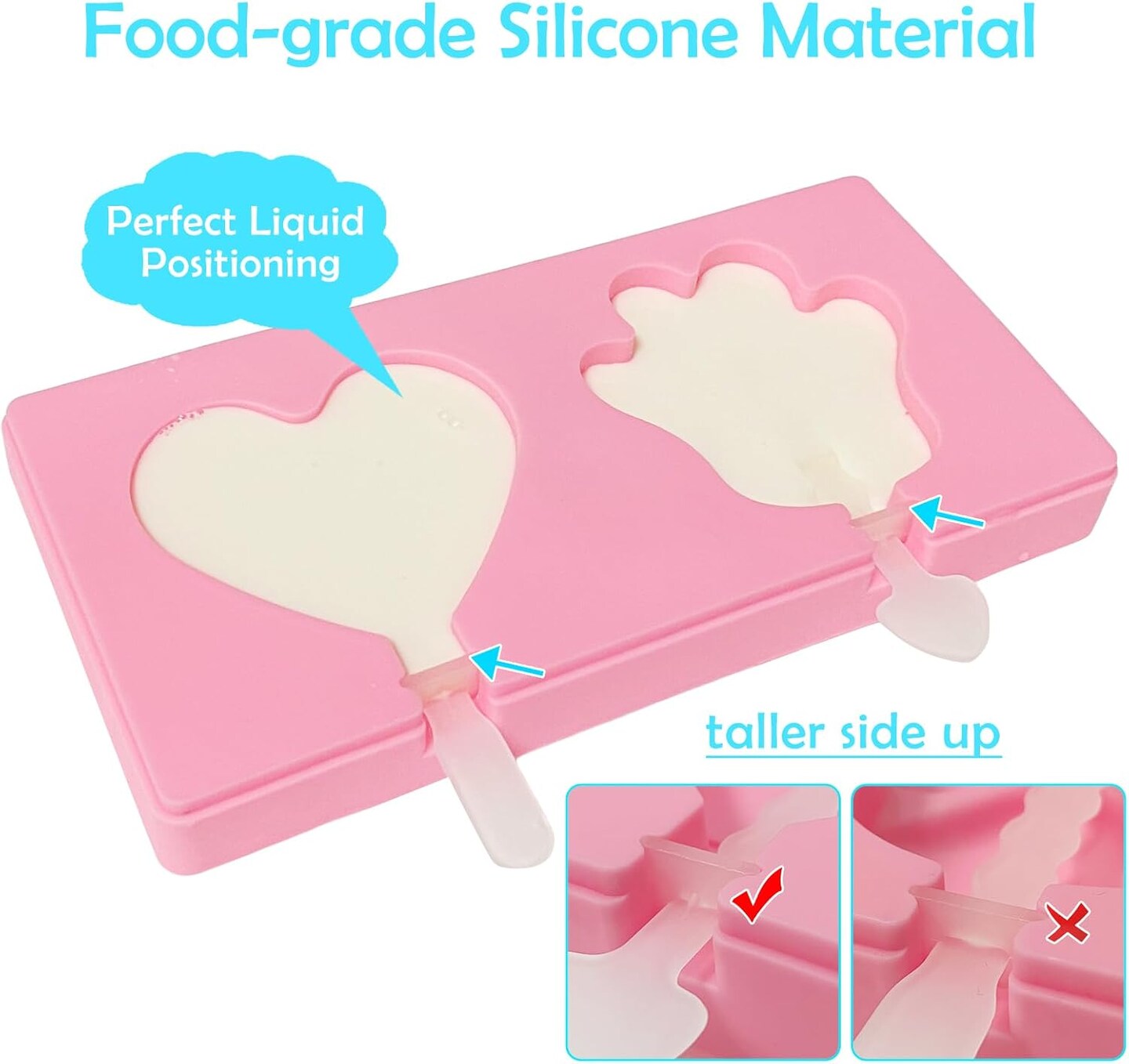 3 Pack Popsicle Molds, Silicone Popsicle Molds for Kids, Ice Pop Mold with Lids, 12 Reusable Sticks for Homemade Ice Cream Popsicle Pops Cartoon