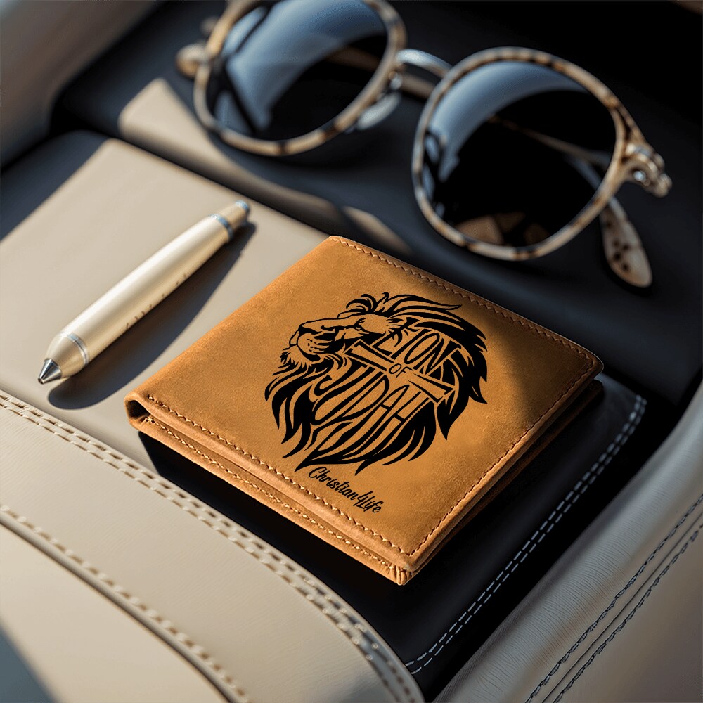 Lion of Judah - with optional Name or Message - Christian Leather