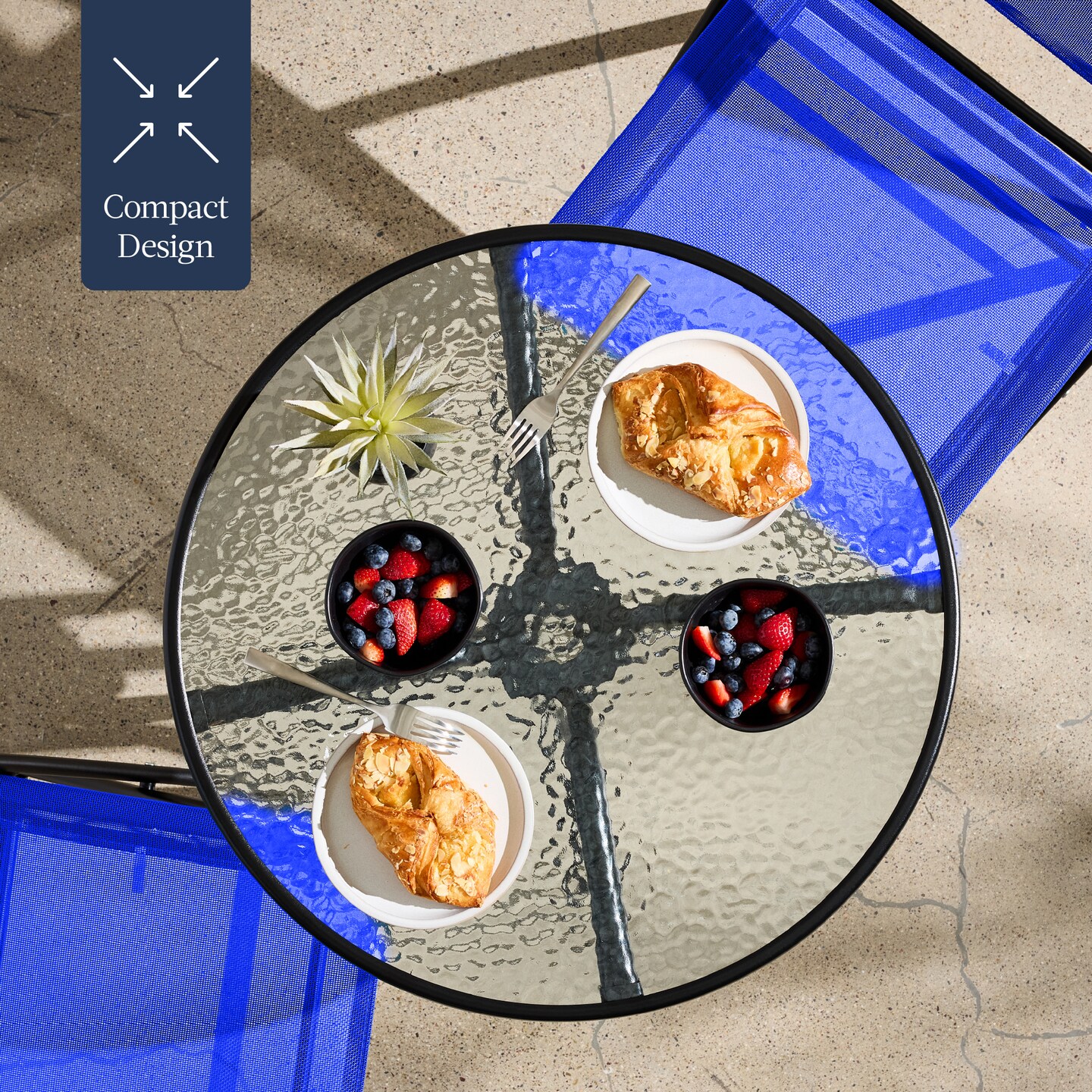 Best Choice Products 3-Piece Patio Bistro Dining Furniture Set w/ Round Textured Glass Tabletop, Folding Chairs