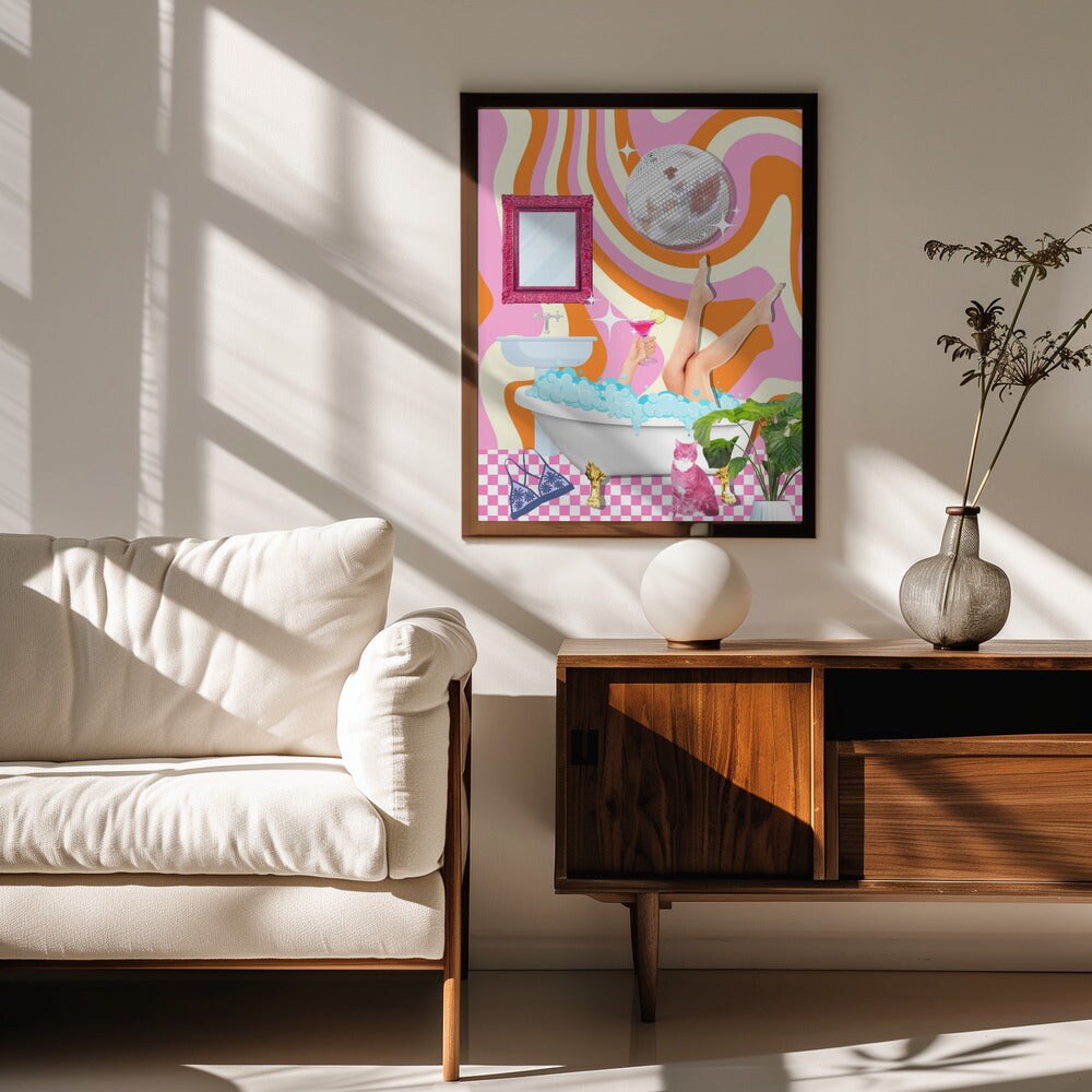 Groovy Bathtub Bliss - Athene Fritsch 24x36 Black Framed Art | Home or Office Art