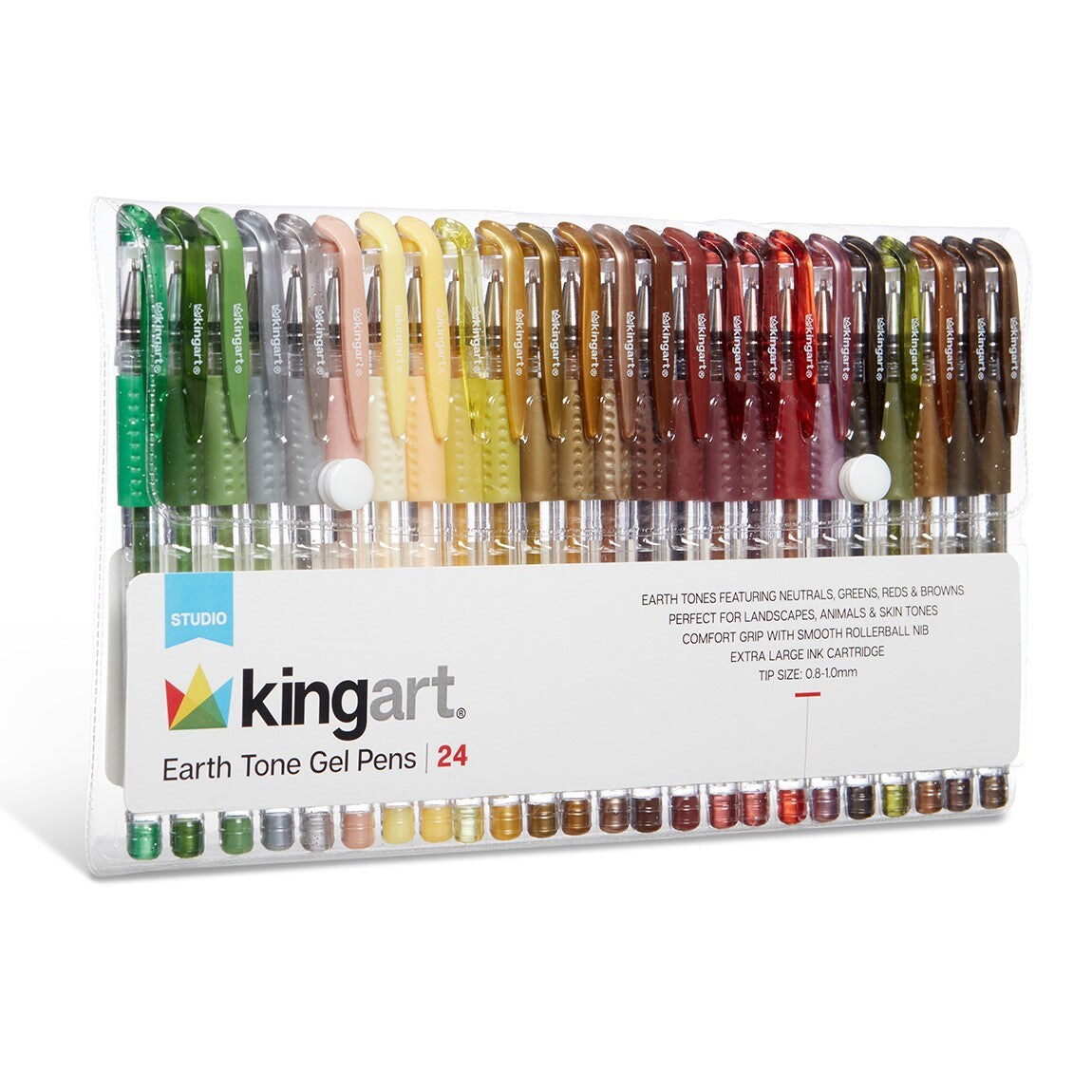 KINGART&#xAE; Earth Tone Gel Pens, Soft Grip, 24 Colors