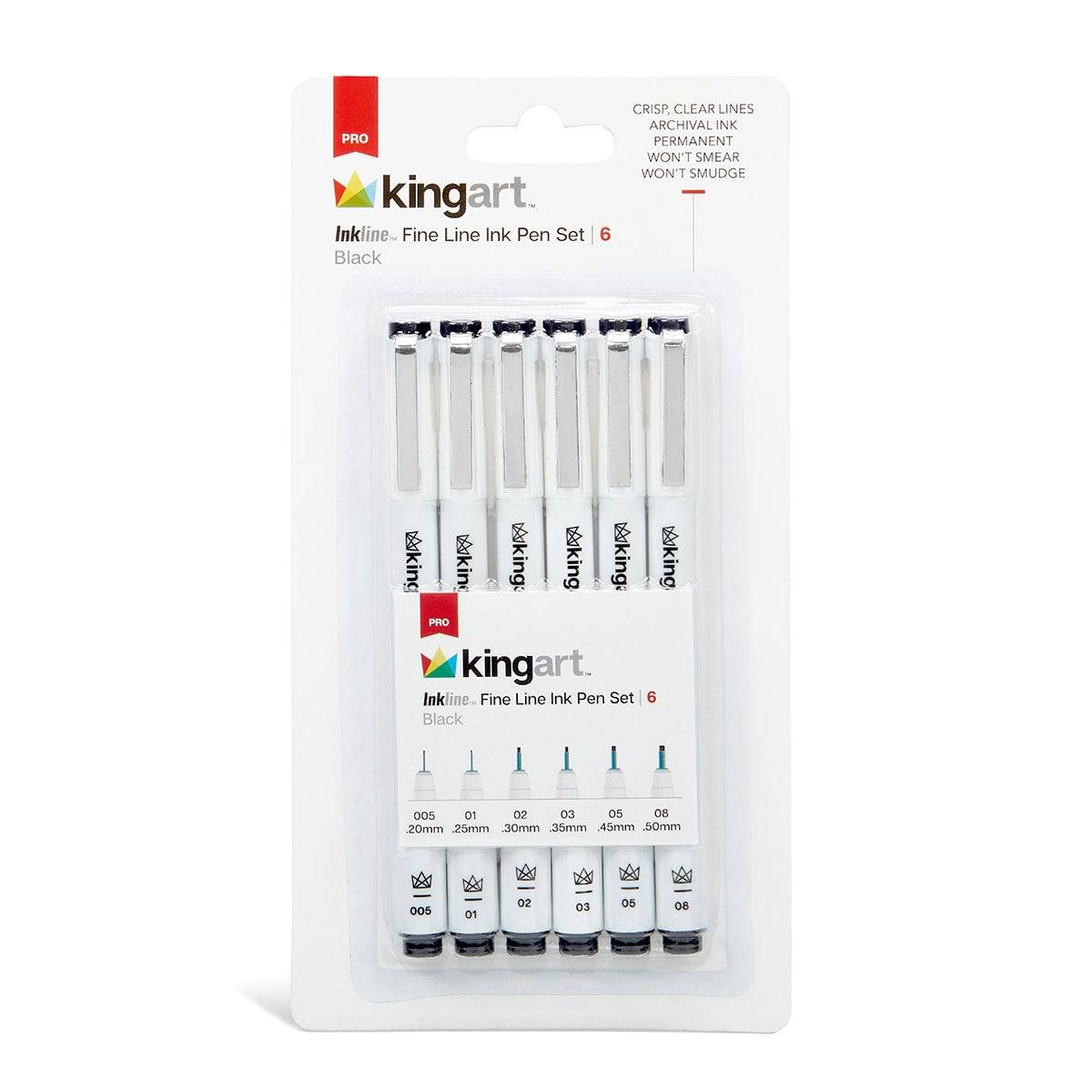 KINGART&#xAE; Inkline&#x2122; Fine Line Pen Set, 6  pc