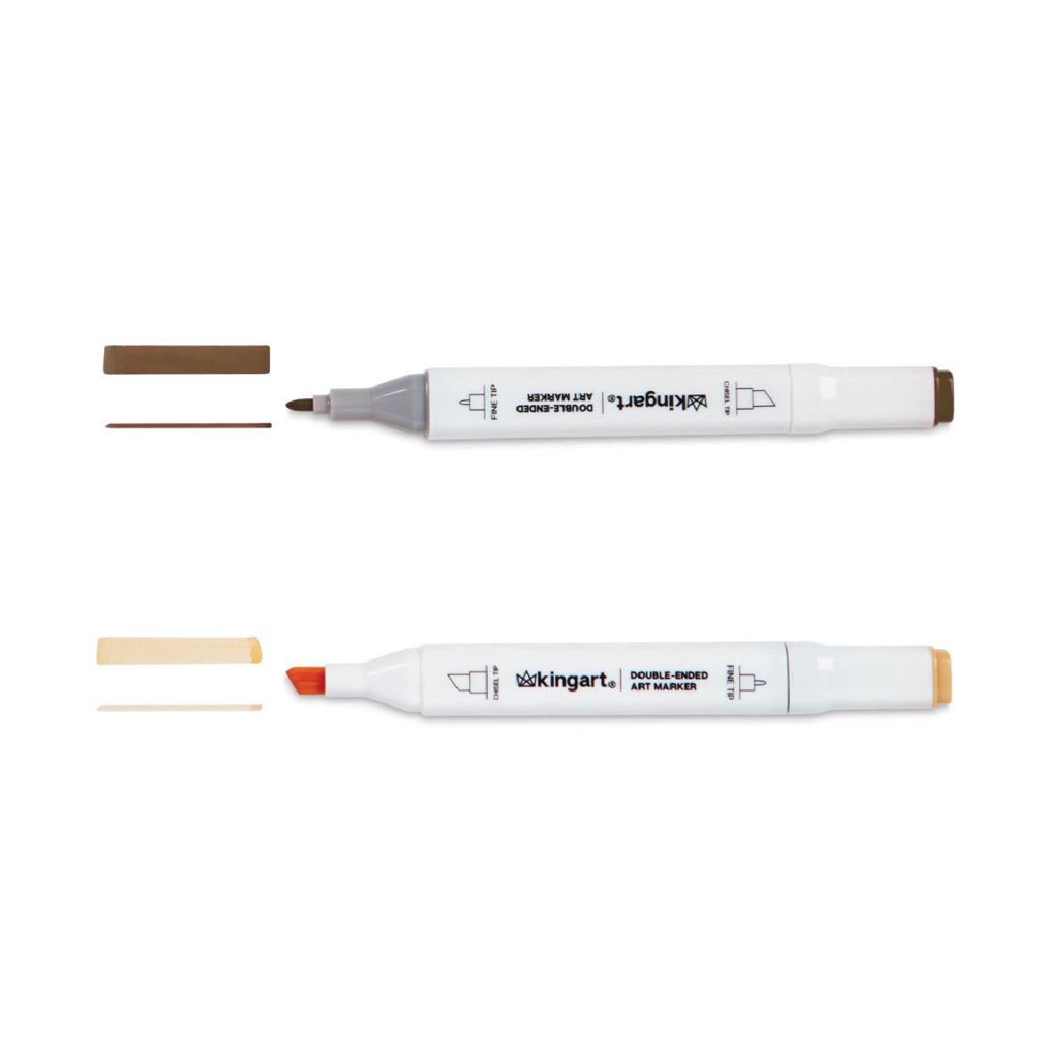 KINGART&#xAE; PRO Double-Ended Art Alcohol Markers, 24 Portrait Palette Colors with Both Fine &#x26; Chisel Tips and Superior Blendability