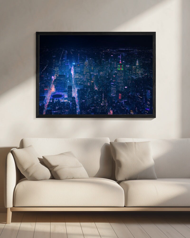 NYC Neon Noir - Javier de la Torre 24x36 Black Framed Art | Home or Office Art