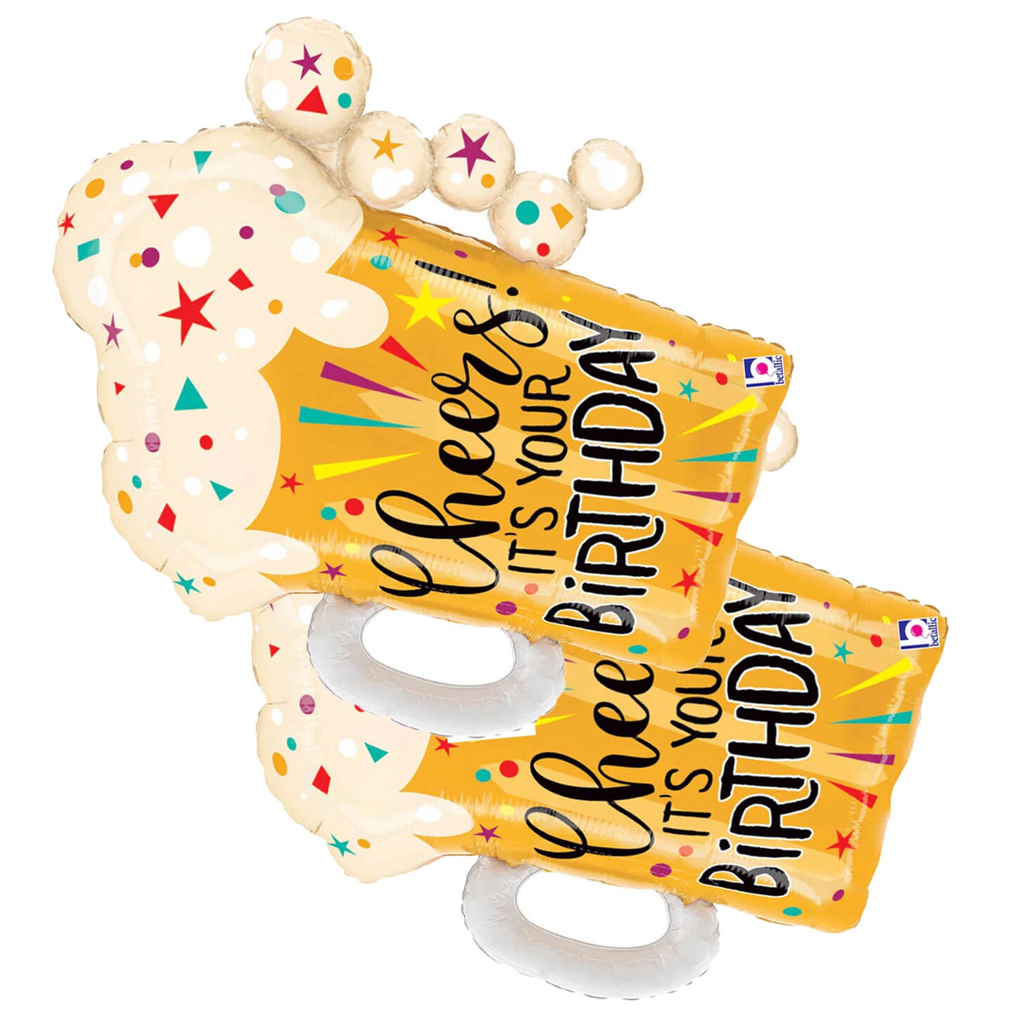 Betallic® 27 Inch Happy Birthday Fun Confetti Beer Foil Mylar Balloon