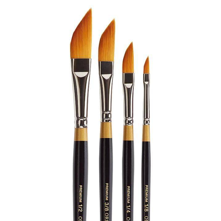 KINGART® Original Gold® 9800 Dagger Series, Premium Golden Taklon Multimedia Artist Brushes, Set of 4
