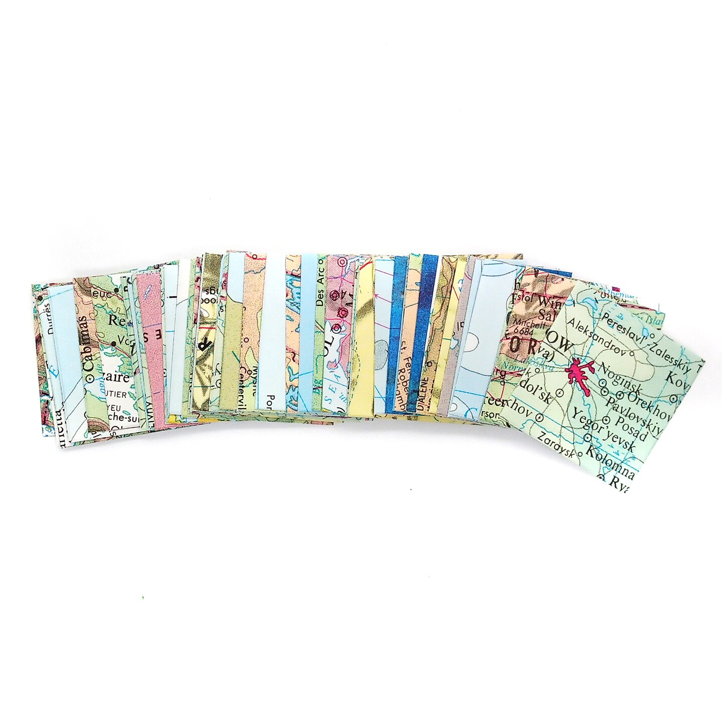 50 One-inch Map Squares, Ephemera for Junk Journaling, Adorabilities