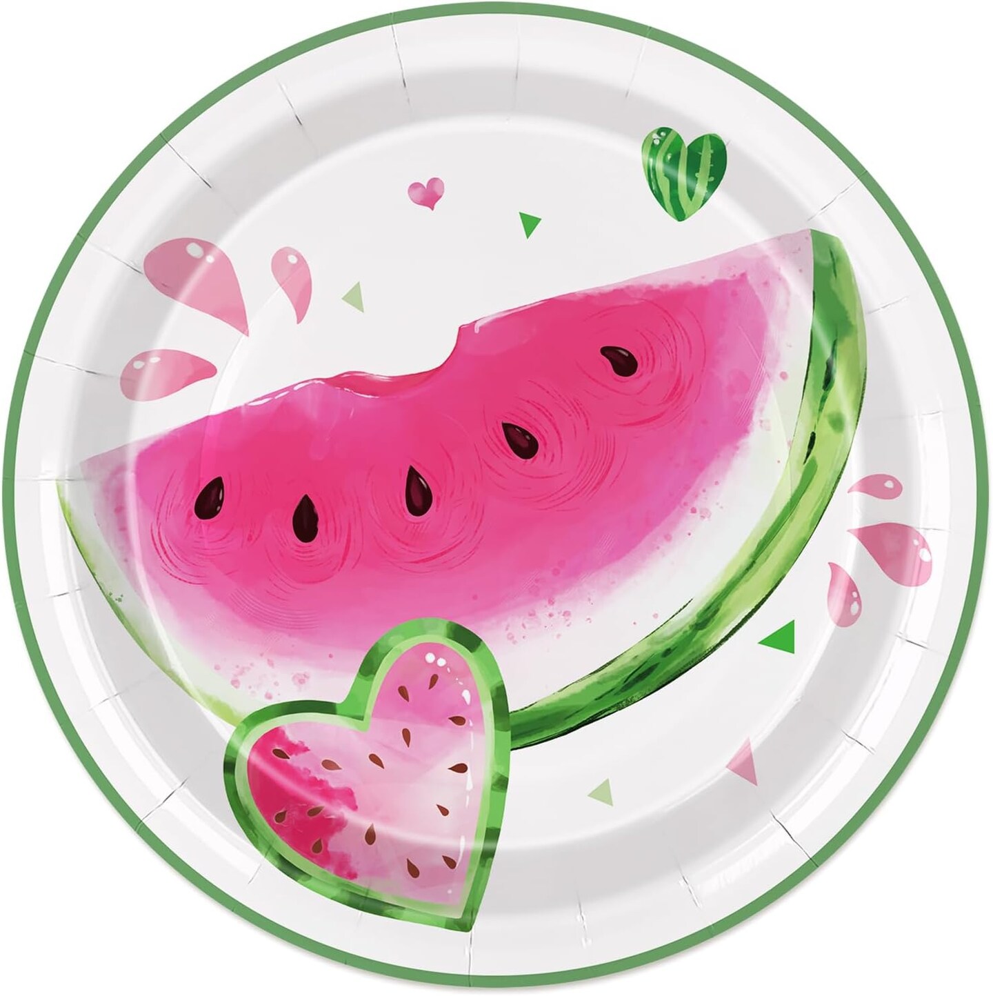 50Pcs Watermelon Paper Plates Summer Fruit 9 Inch