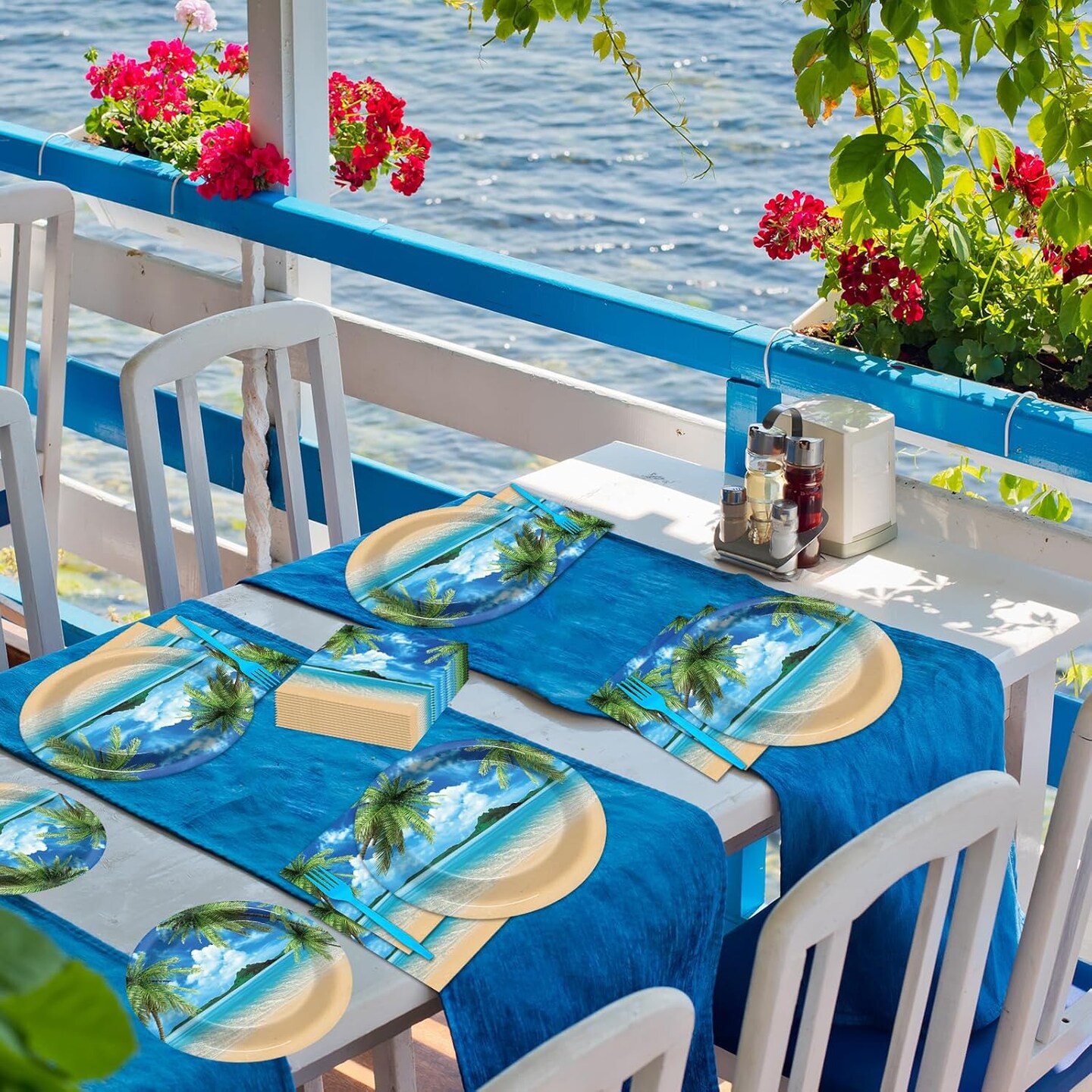 96Pcs Beach Party Plates and Napkins for Summer Tropical Birthday Party Supplies