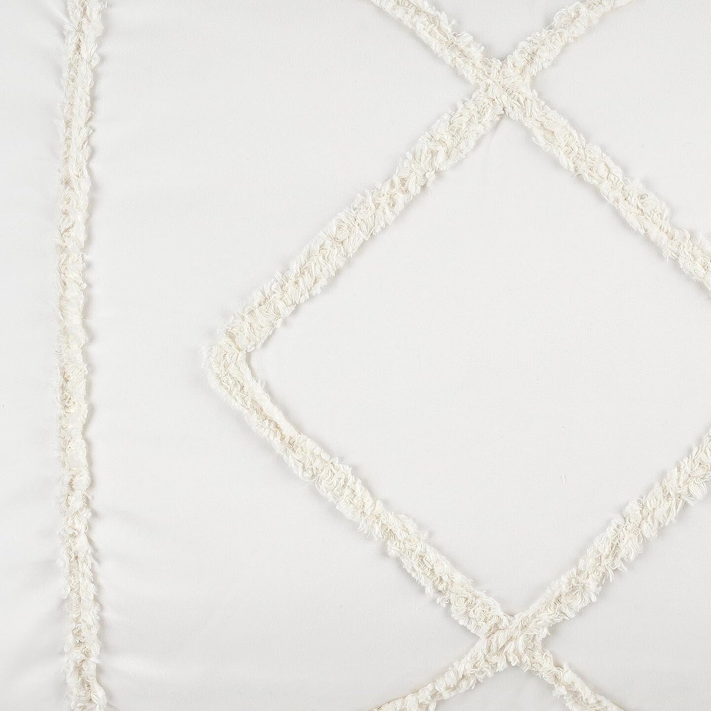 Minimalist Macrame Boho Chic Off White Set of 2 Pillow Cases (Off White)
