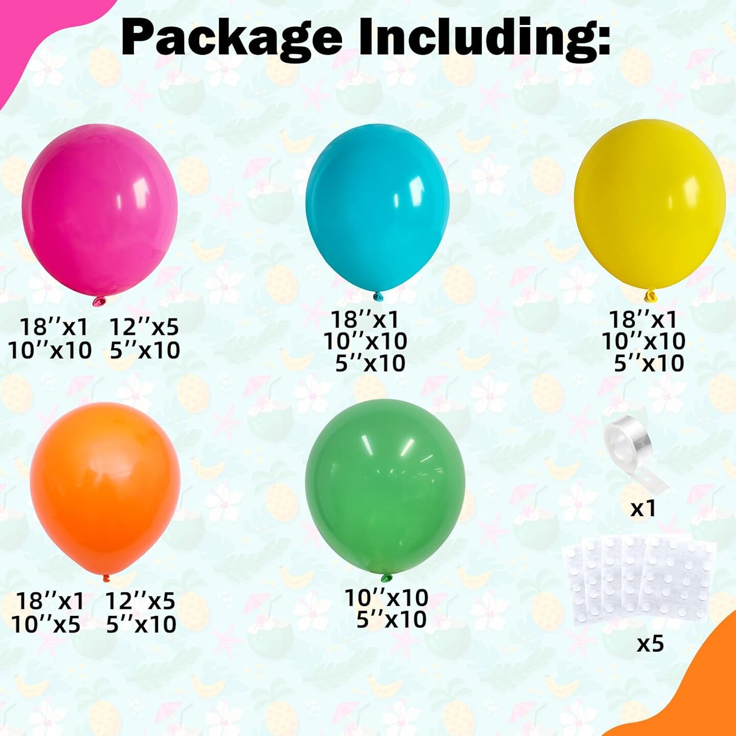 Summer Tropical Balloon Arch Garland Kit with 14 color choices