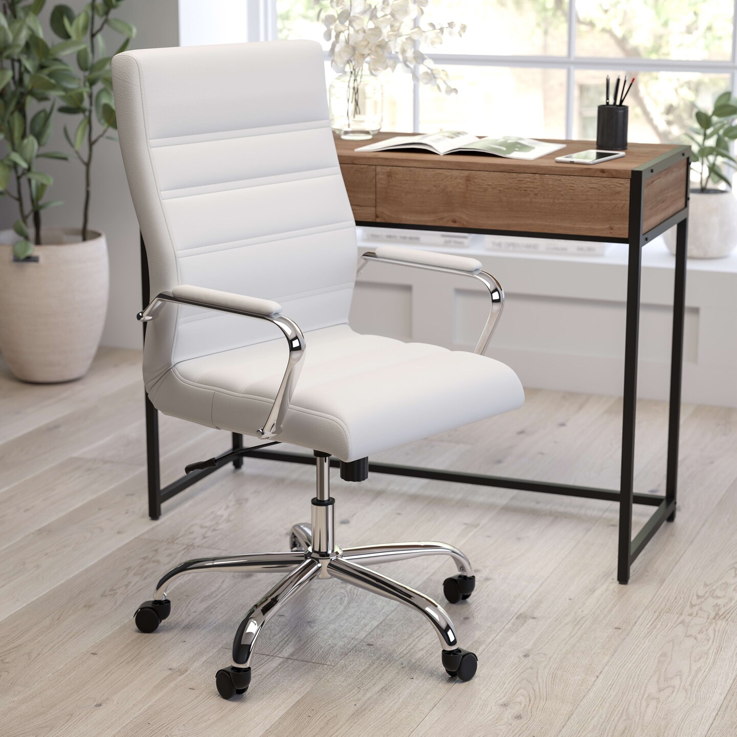 Merrick Lane Milano Contemporary High-Back Home Office Chair with Padded Arms