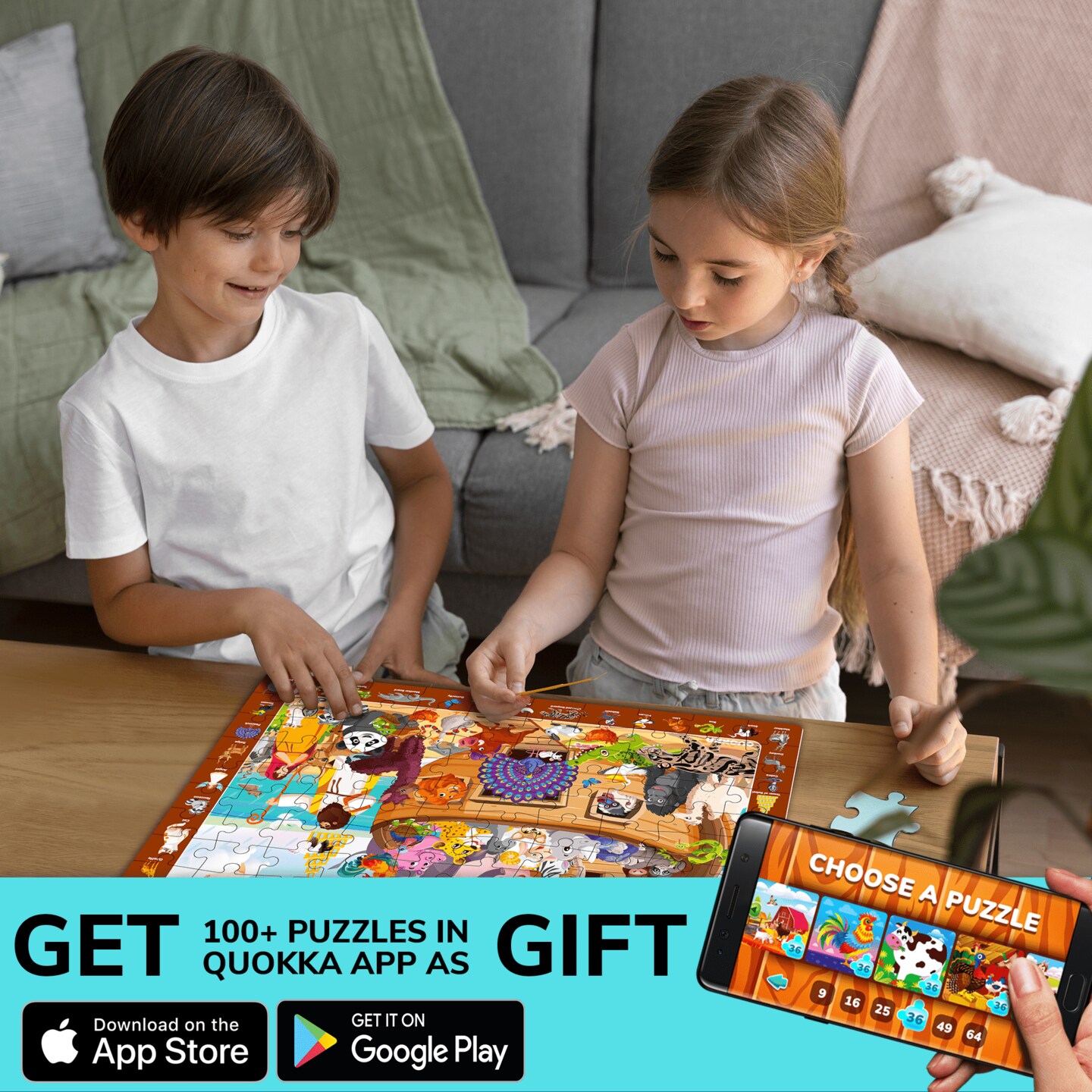 QUOKKA 60 Piece Kids Puzzles Ages 5-8 - Set of 4 Bible Jigsaw Puzzles for Kids 4-6-10 Year Old - Tower of Babel | Noah&#x60;s Ark | Eden Toys for Children 5-7 yo - Christian Gifts for Boys &#x26; Girls