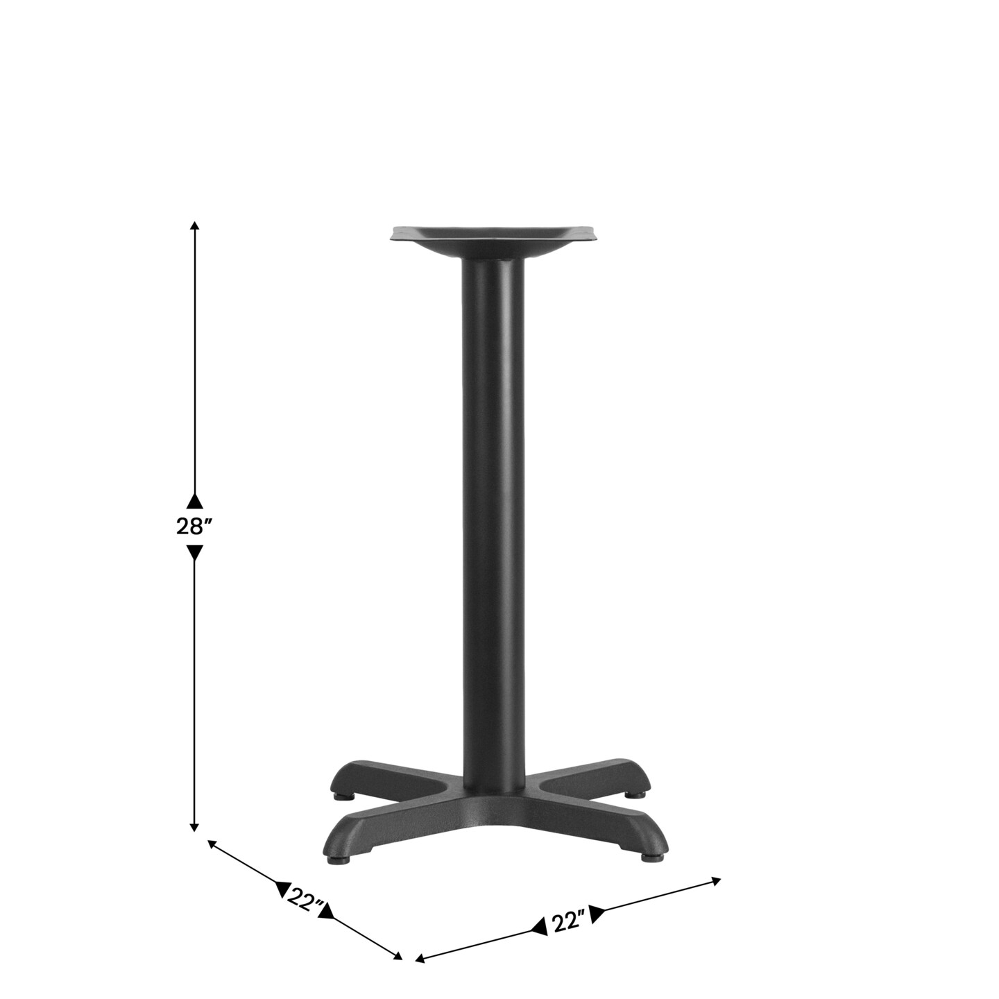 Emma and Oliver 22'' x 22'' Restaurant Table X-Base with 3'' Dia. Table Height Column
