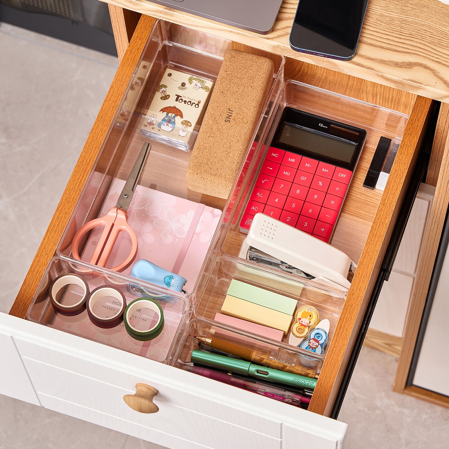 Sorbus 6-Drawer Clear Plastic Organizer Set for Pens, Pencils, Pushpins and More