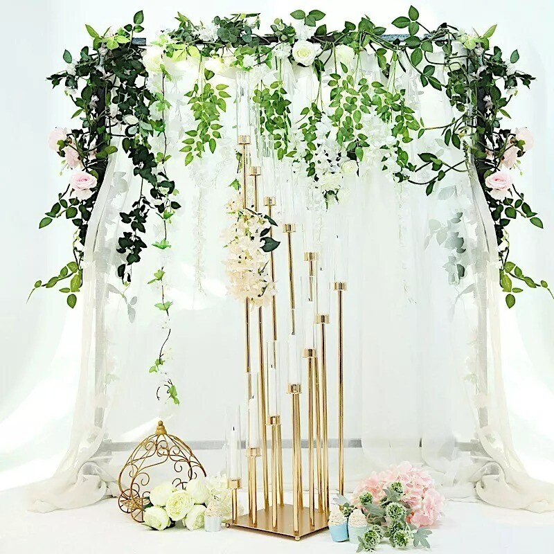 57-Inch tall Gold Candelabra Candle Holder Centerpiece Glass Wedding Home
