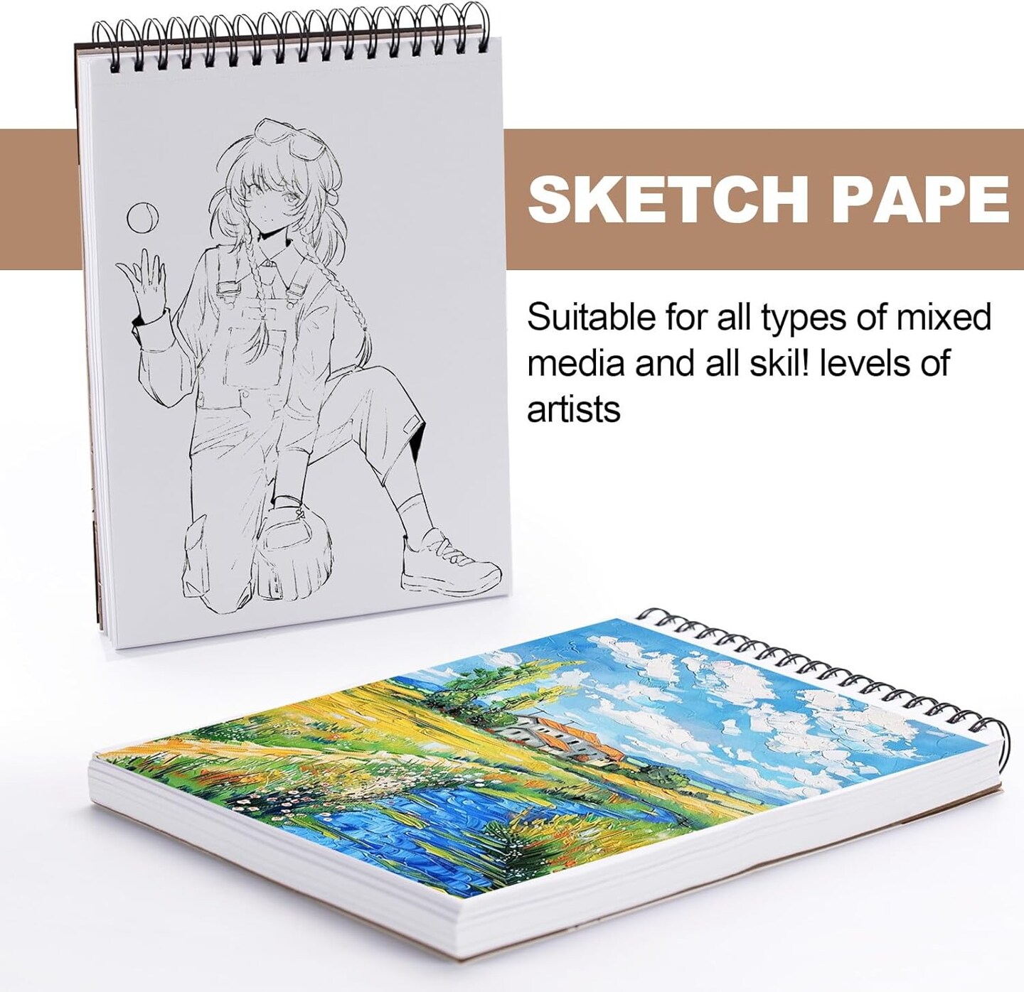 9 x 12 Inch Sketchbook,110-Sheets (68lb/100gsm) Top Spiral Bound Sketch Pad, Acid-Free Art Sketchbook for Artistic Drawing, Painting, Writing on Paper(1PACK