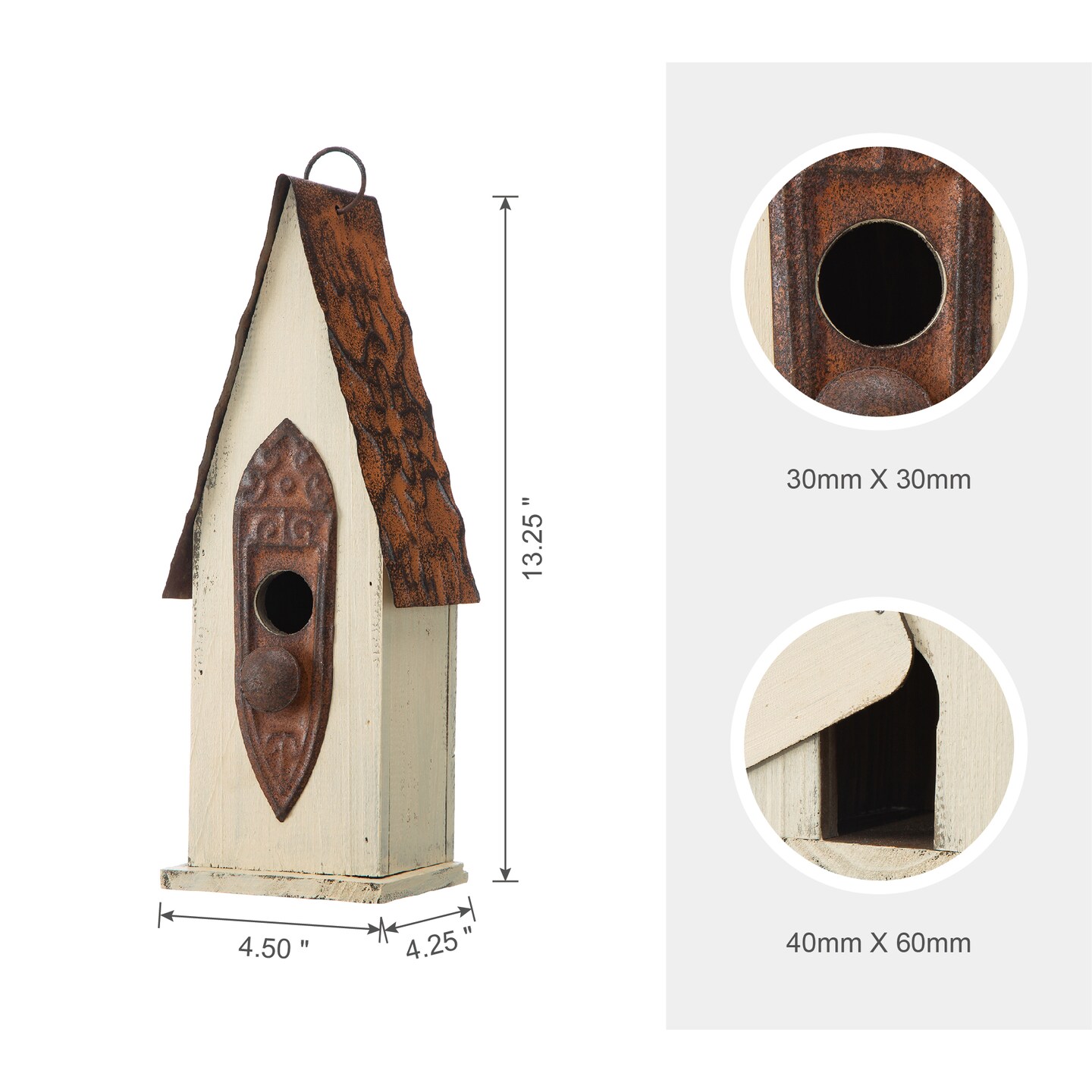 Set of 2 13.25''H Distressed Solid Wood Slim Cottage Decorative Outdoor Garden Birdhouse