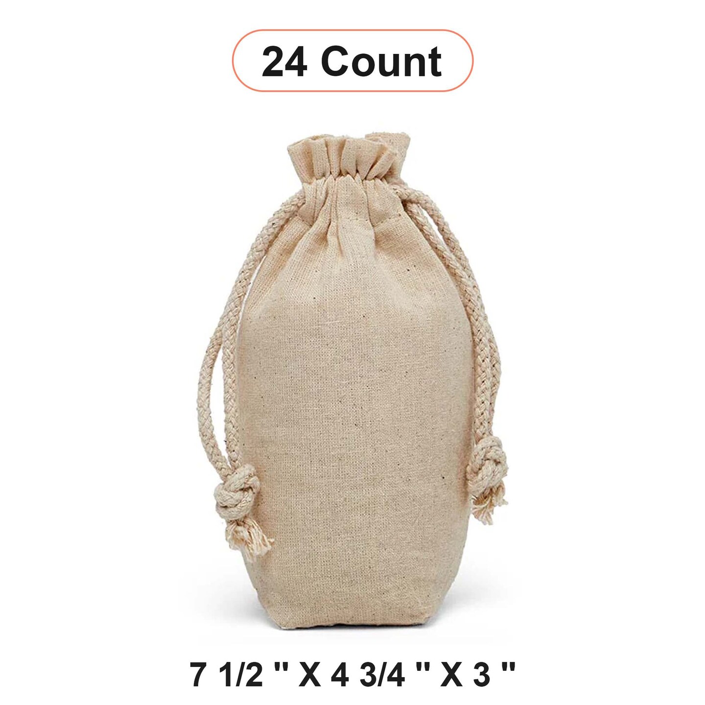 Cotton Muslin Gift Bags 7 1/2&#x22; x 4 3/4&#x22; x 3&#x22;