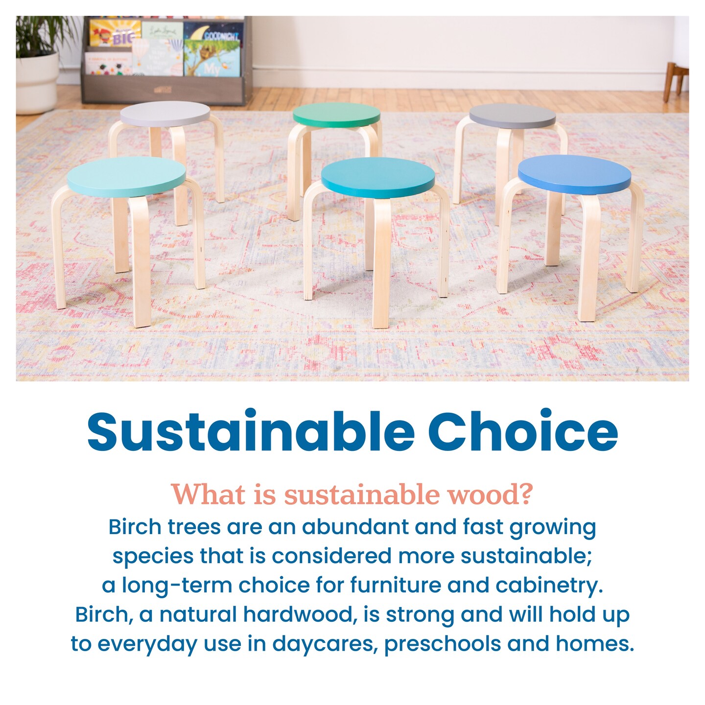 Bentwood Stackable Stools, Classroom Furniture, 6-Piece