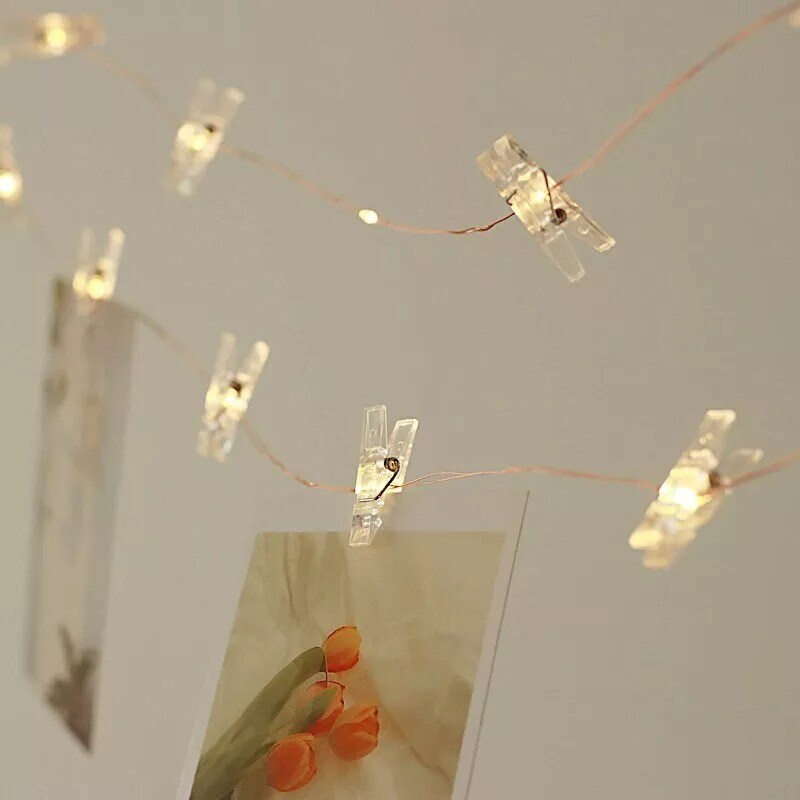 32 ft Warm White Battery Operated LED String FAIRY LIGHTS Clips Party Supplies