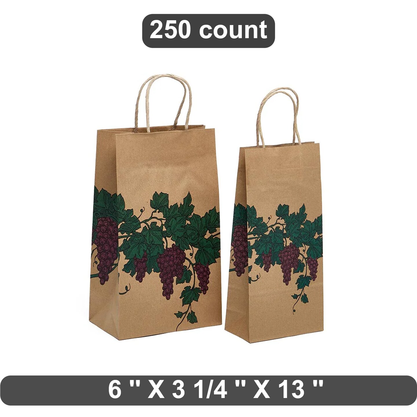 Grape Design Twisted Handle Bag 6&#x22; x 3 1/4&#x22; x 13&#x22;