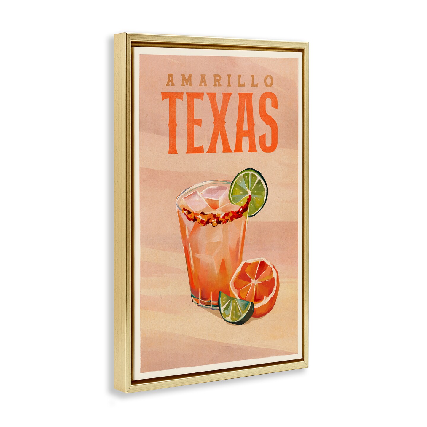 Stupell Industries Amarillo Texas Cocktail Framed Floater Canvas Wall Art Design by The Whiskey Ginger