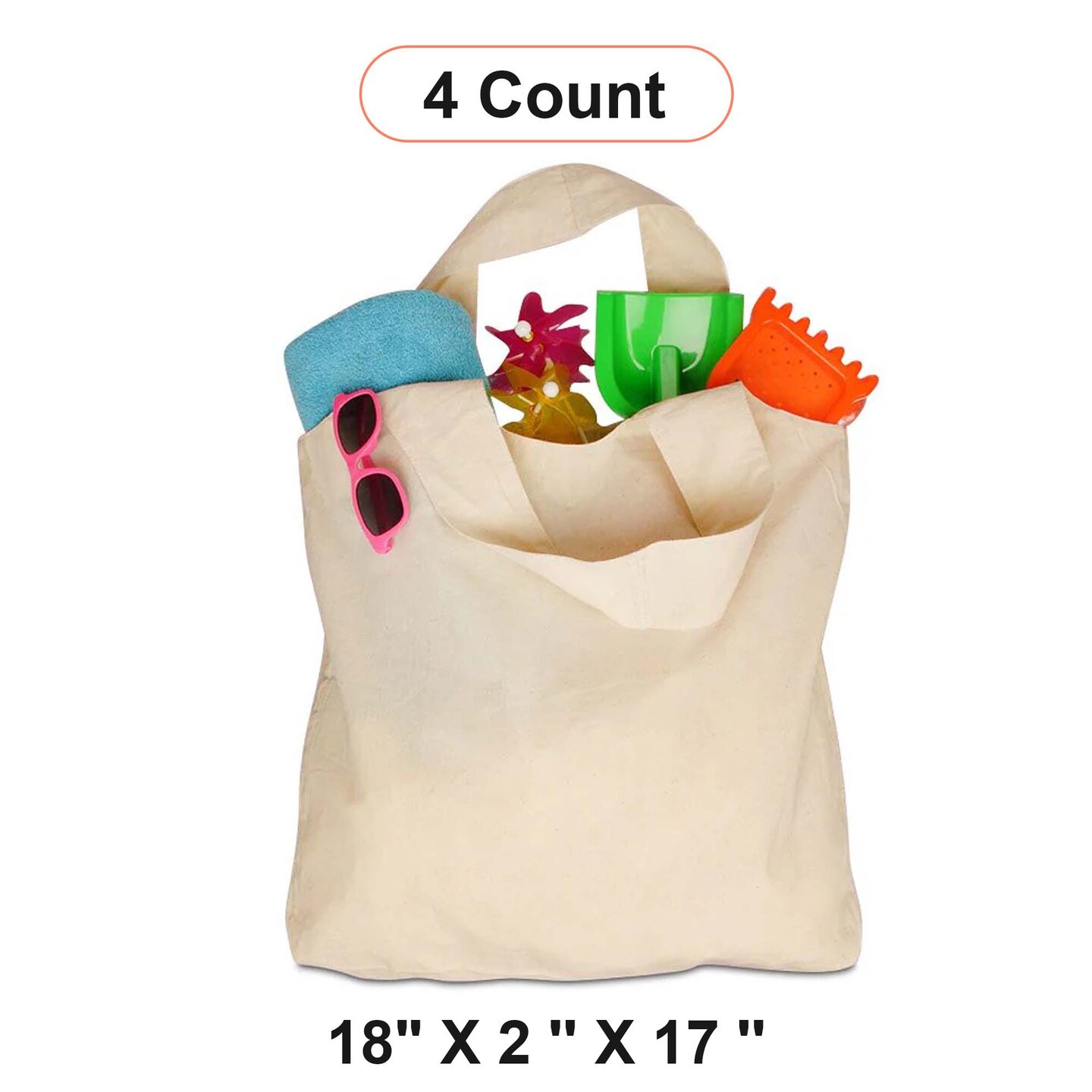 Natural Cotton Tote Bag 18&#x27;&#x27; x 2&#x27;&#x27; x 17&#x27;&#x27; Durable Design