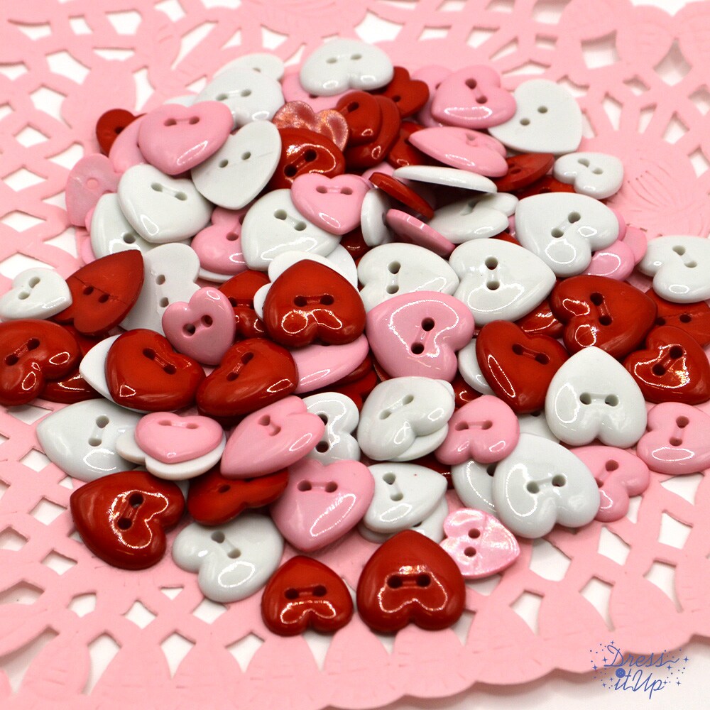 Dress It Up Buttons Sew Thru Valentine&#x27;s Day Heart Buttons