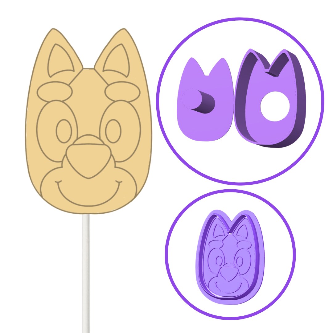 Blue Heeler Cake Pop Mold Round face