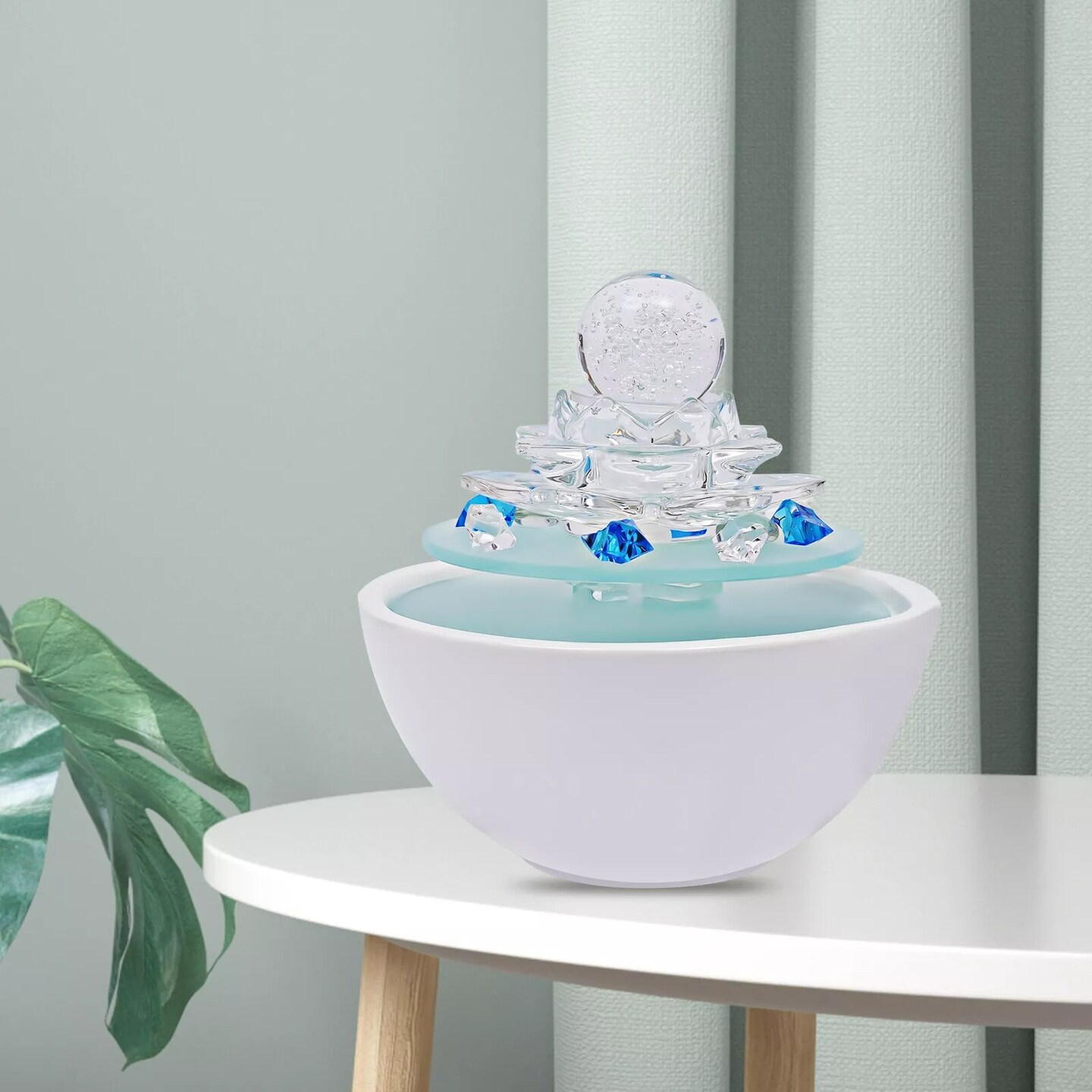 Desktop Water Fountain Waterfall Ornament w/ Water Pump Office Home Indoor Decor