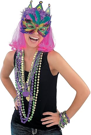 72 Bulk Mardi Gras Beads Necklaces - Purple, Green, Gold, 33 Inches Long, 7mm Thick, Party Favors, Costume Accessories by 4E&#x27;s Novelty