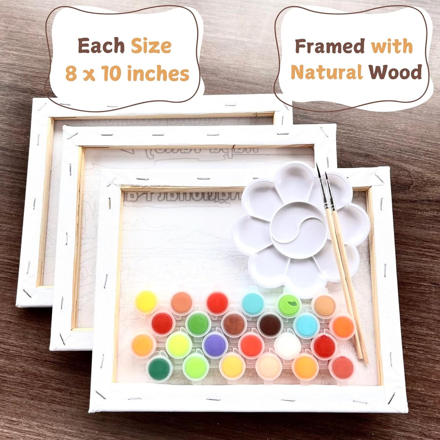 National Parks Pre-Drawn Canvas Painting Kit &#x2013; Scenic Nature Designs for DIY Art Projects, Crafts for Adults, Painting Kits for Adults, 8 x 10, Set of 3