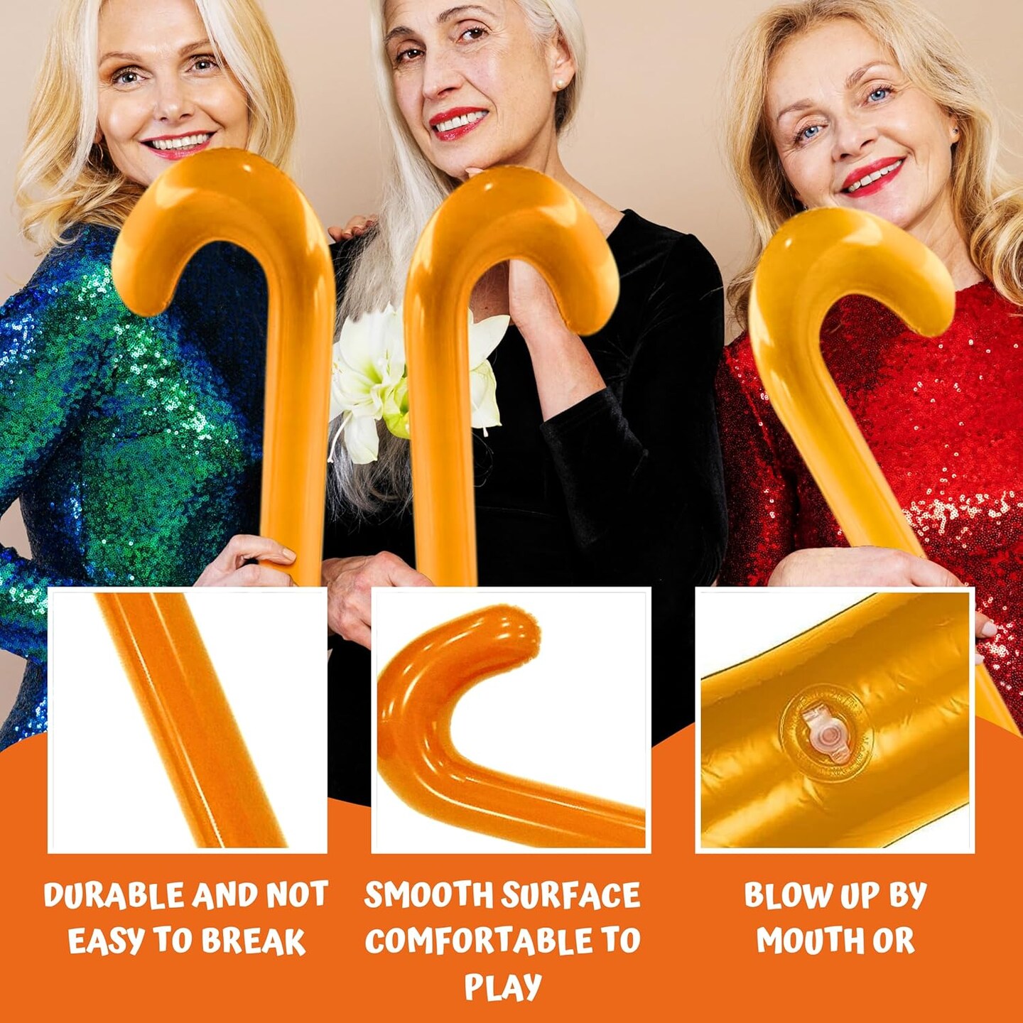 Old Man Inflatable Cane Walking Stick Crutch, Old Age Costume Accessory, Retirement Gag Gift Party Decorations