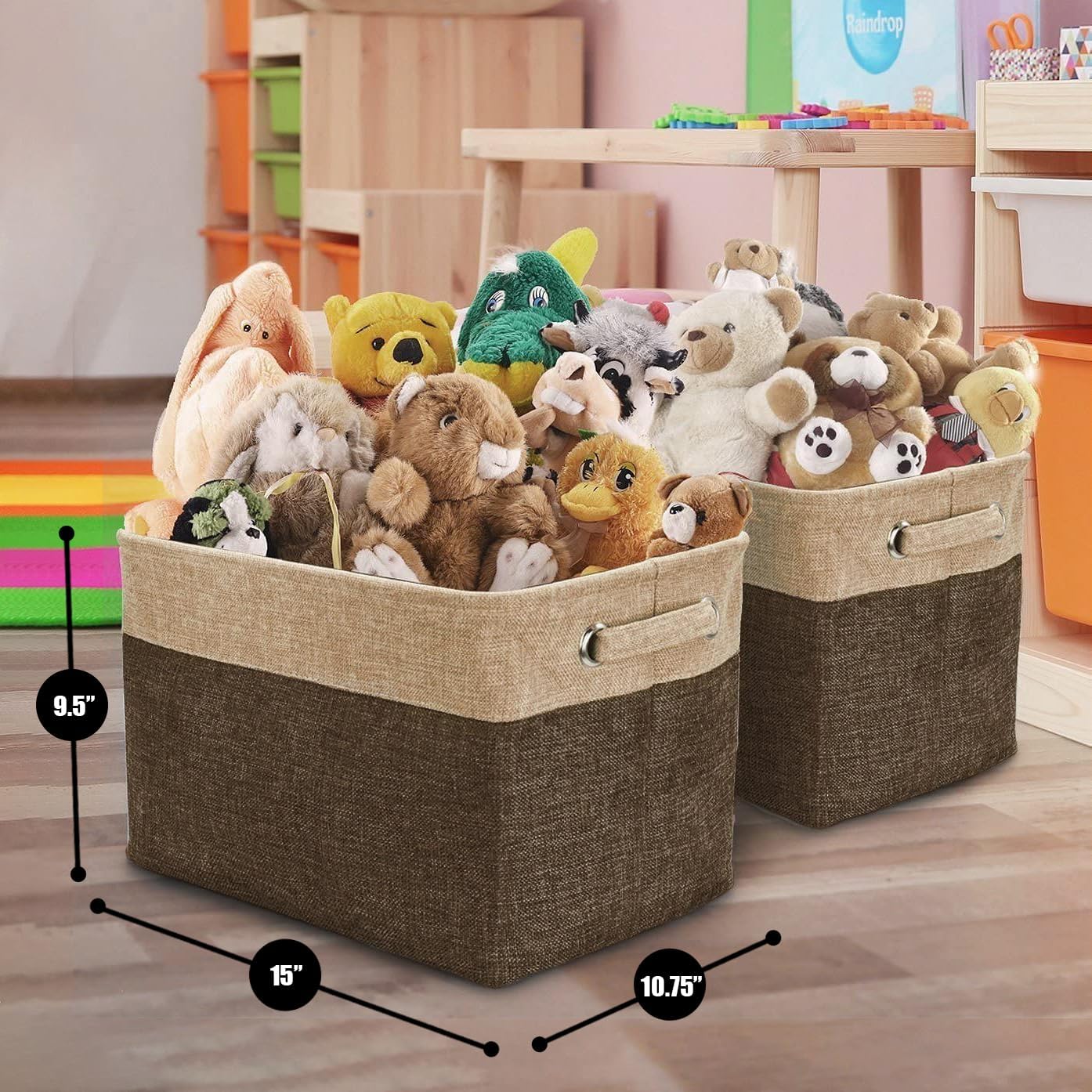 Sorbus Fabric Storage Bins for Shelves - 15 Inch Sturdy Collapsible Storage Bins with 2 Handles, Foldable Baskets for Organizing Home, Closets, Shelf, Toys, Clothes, Large Decorative Storage Baskets