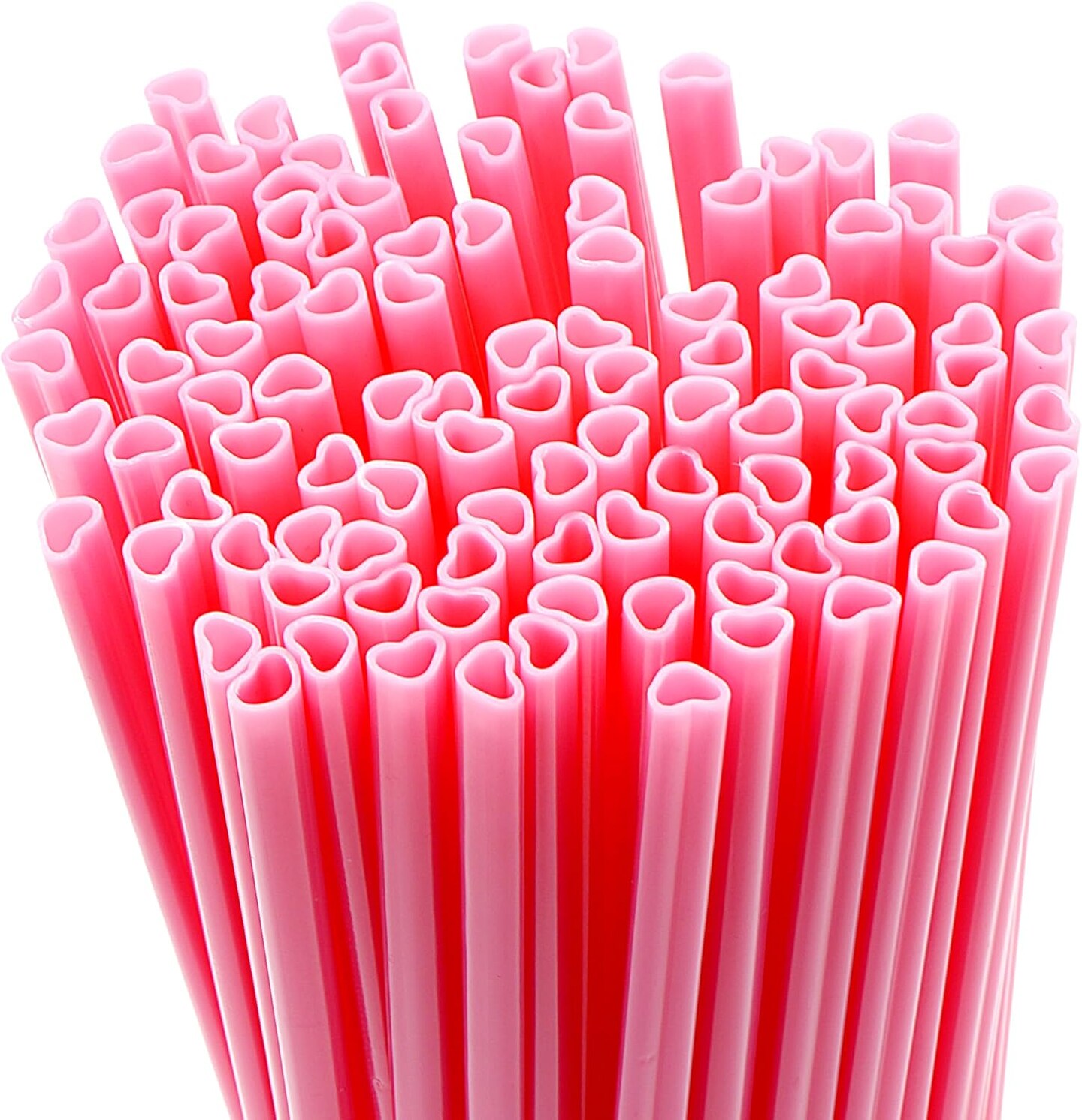 4E&#x27;s Novelty 50 Pcs Pink Heart Shaped Straws &#x26; Doilies