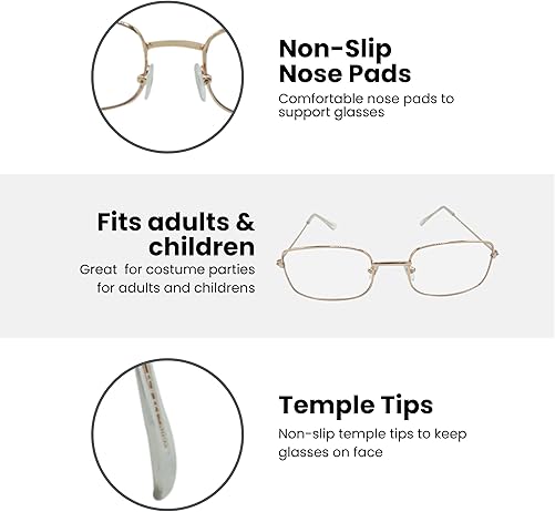 4E&#x27;s Novelty Old Lady Costume for Kids 7 Pcs Set - for 100 Day of School Grandma Costume for Girls, Gray Curly Wig, Cane, Granny Glasses with Chain Dress Up Accessories