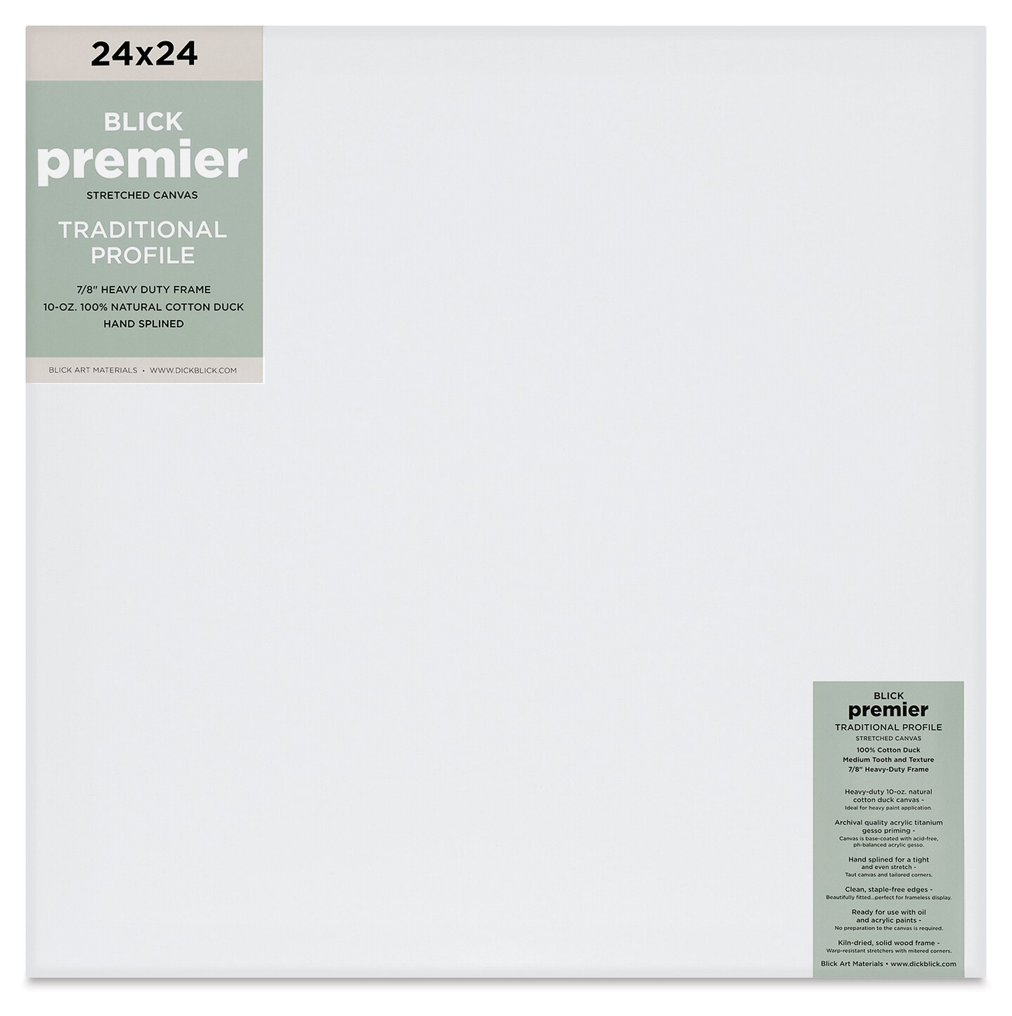 Blick Premier Stretched Cotton Canvas - Traditional Profile, Splined, 24&#x22; x 24&#x22;