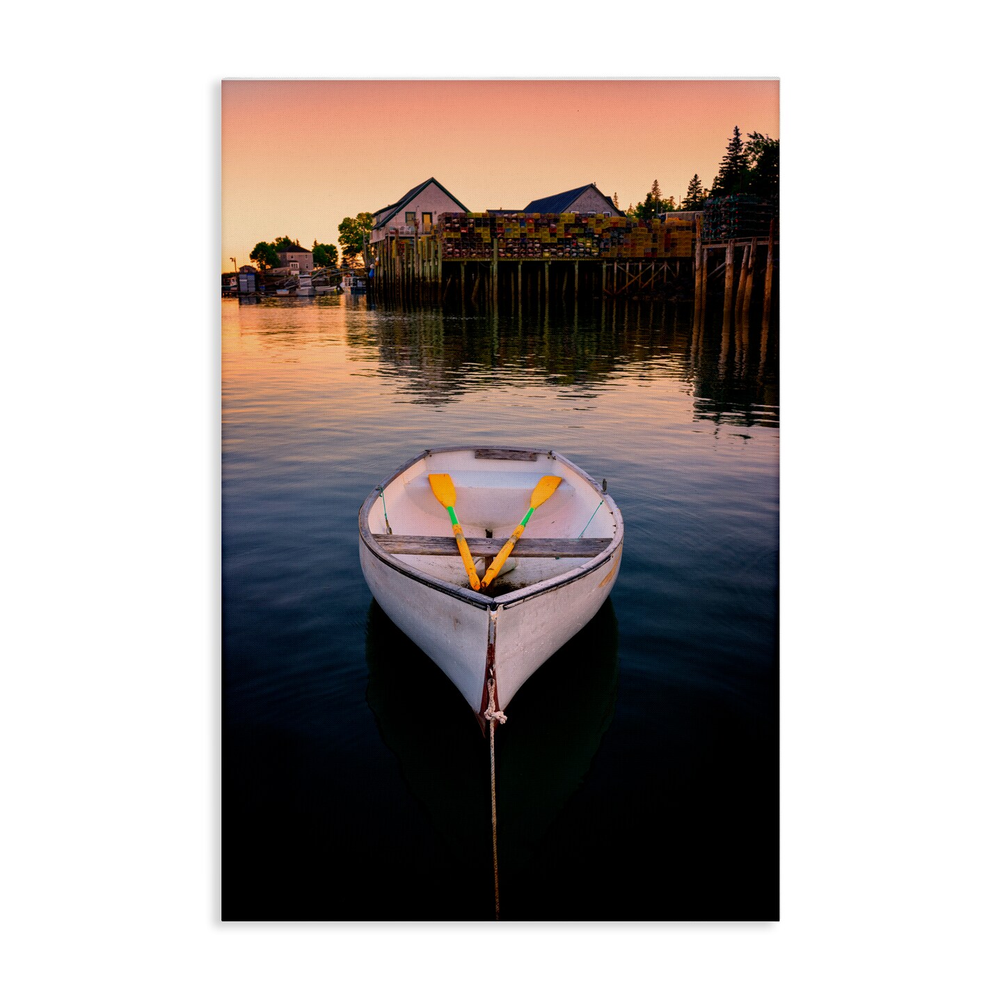 Stupell Industries Docked Rowboat with Oars Canvas Wall Art Design by Rick Berk