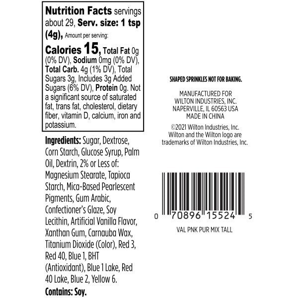 Wilton Purple and Pink Hearts Valentine&#x27;s Day Sprinkle Mix 4.08 oz.